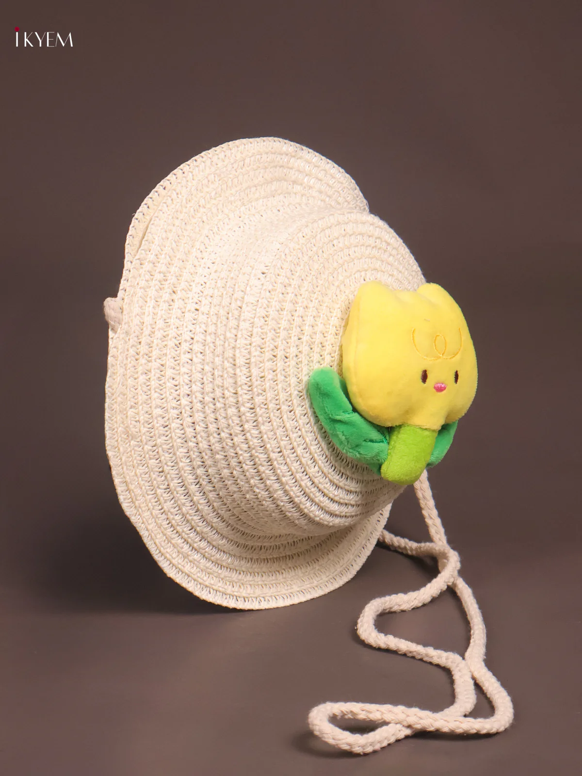 Jute Sling Cap Design Bag White - Image 2