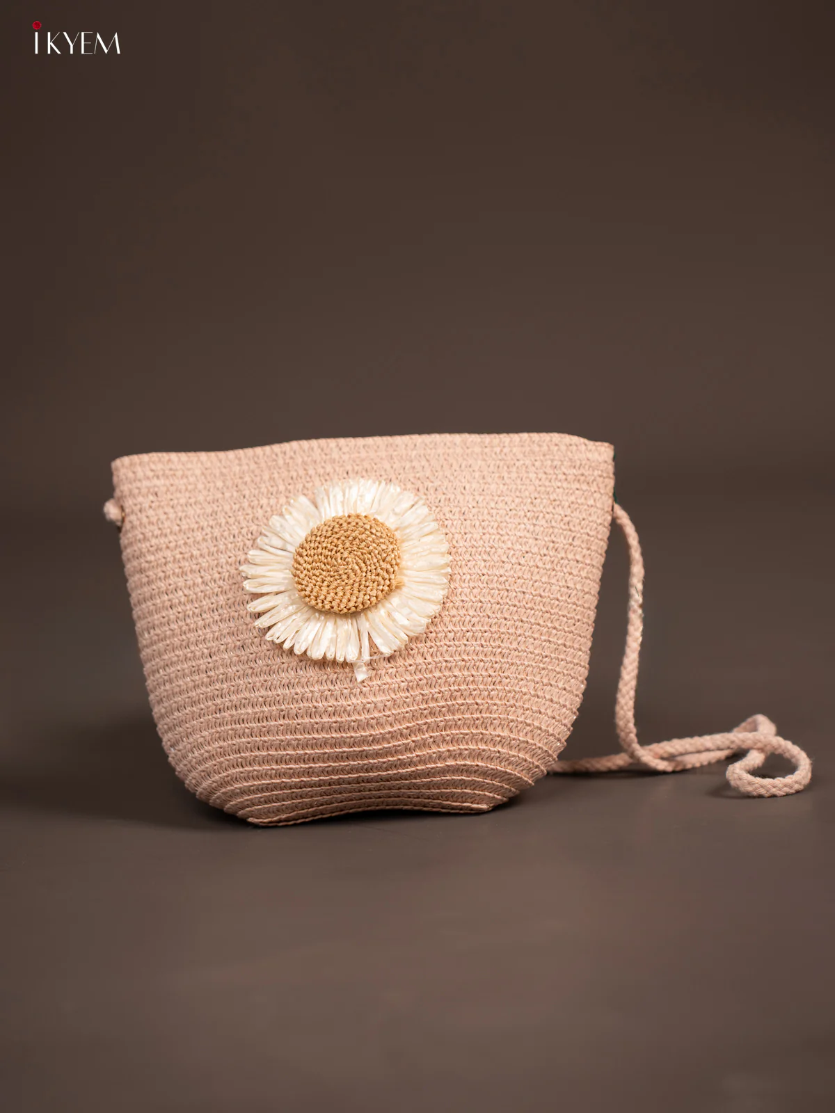 Beach Sling Bag Floral Design Light Pink