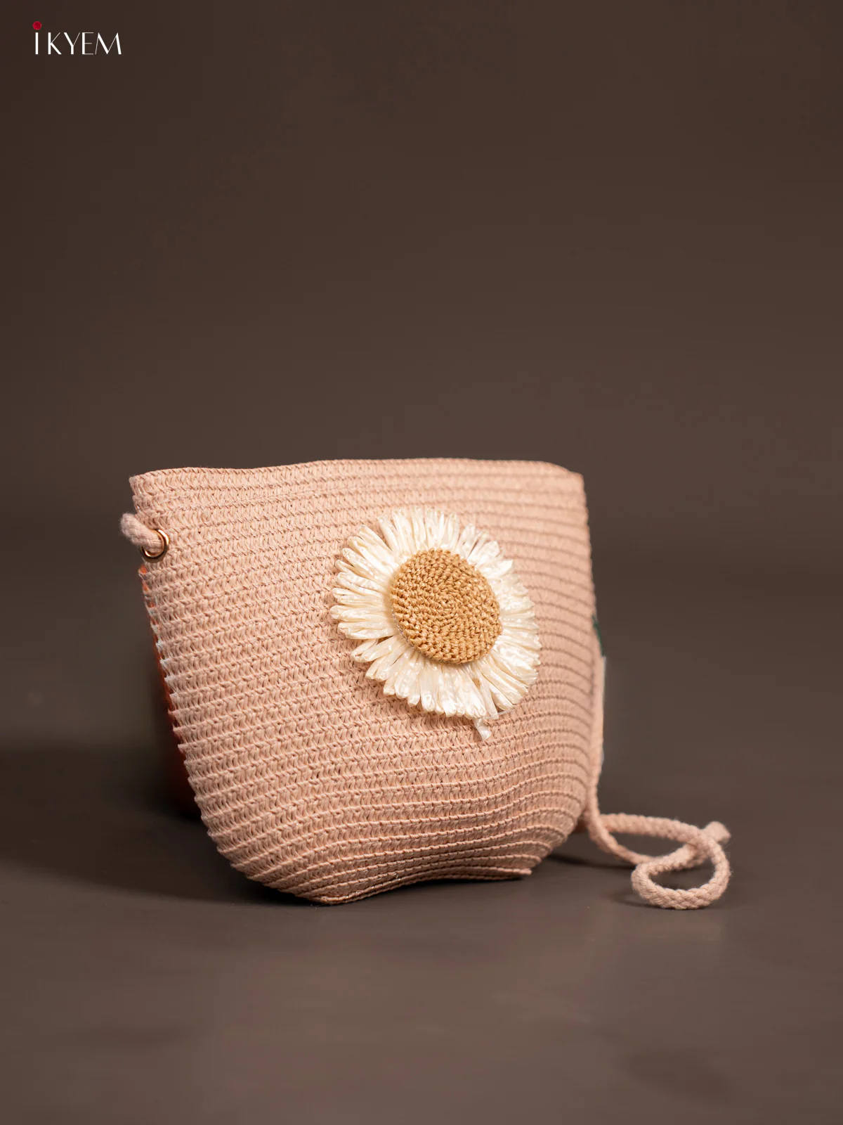 Beach Sling Bag Floral Design Light Pink - Image 2