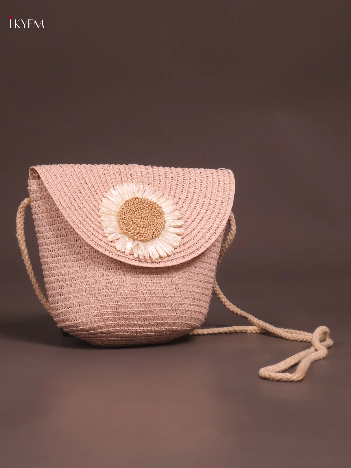 Flap Beach Bag Floral Design Light Pink - Image 2
