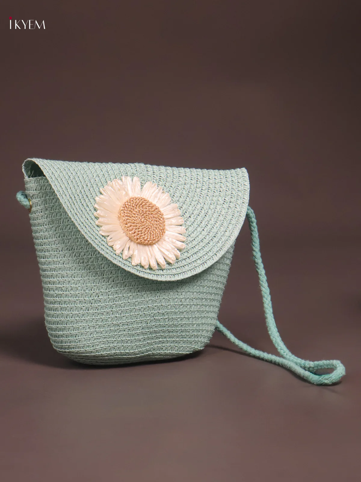 Flap Beach Bag Floral Design Green - Image 2