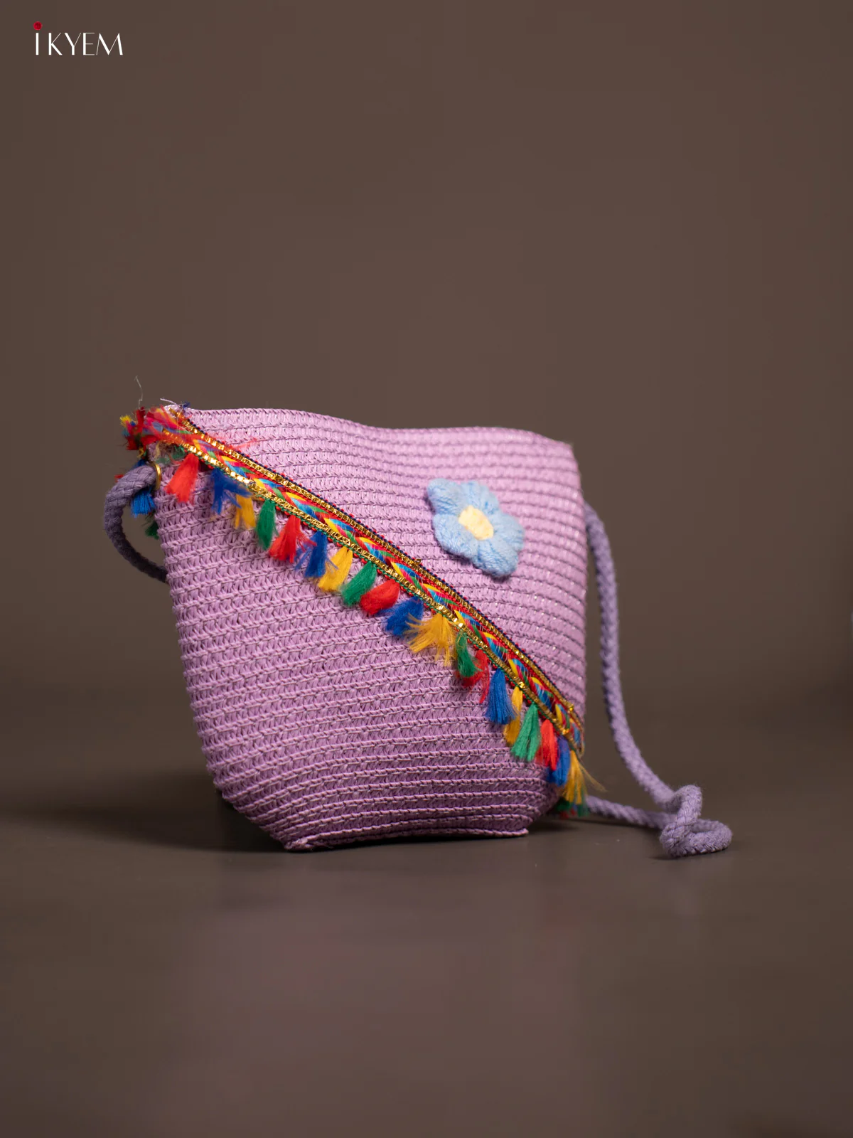 Beach Sling Bag Floral Design Violet - Image 2