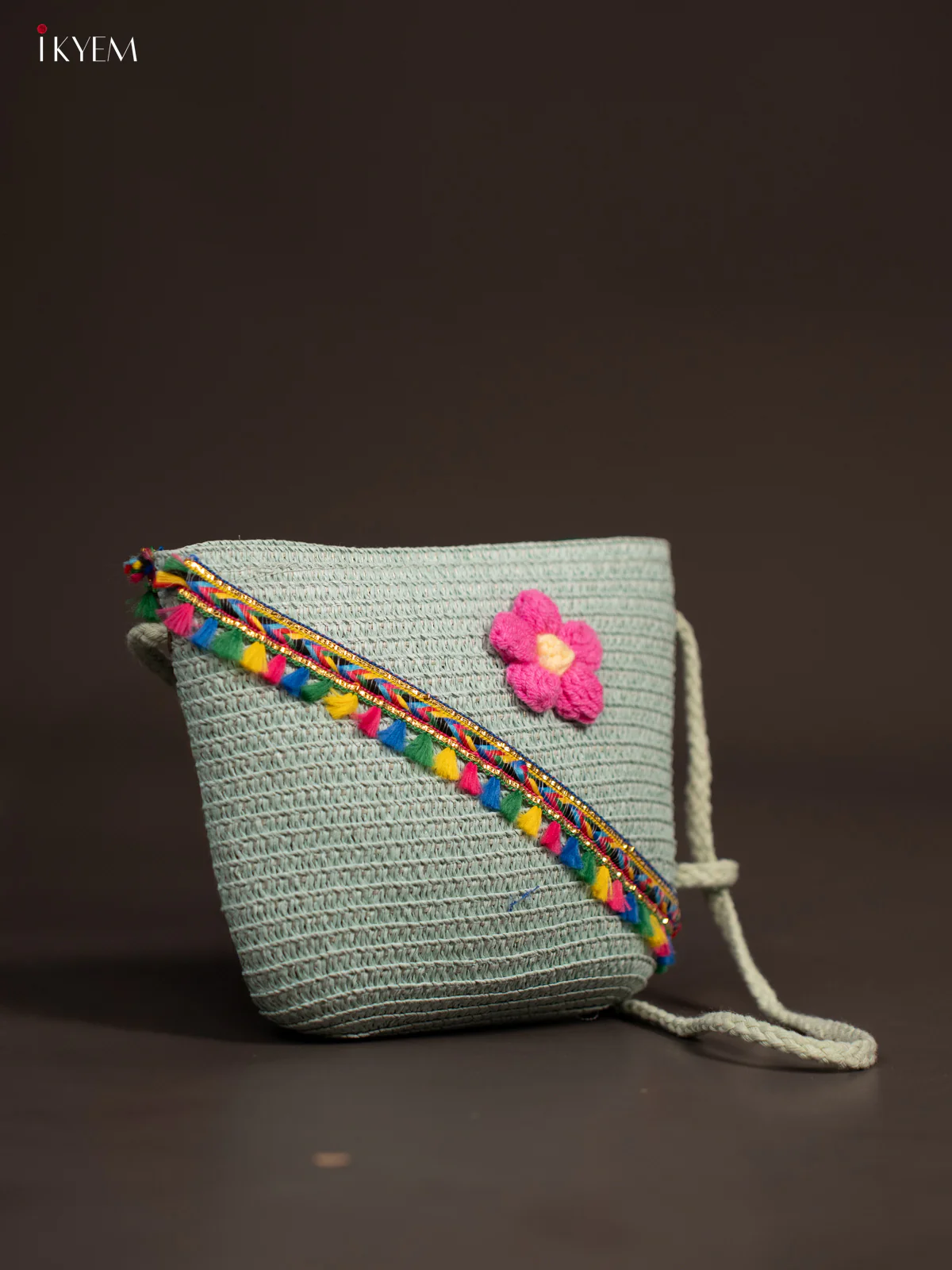 Beach Sling Bag Floral Design Green - Image 2