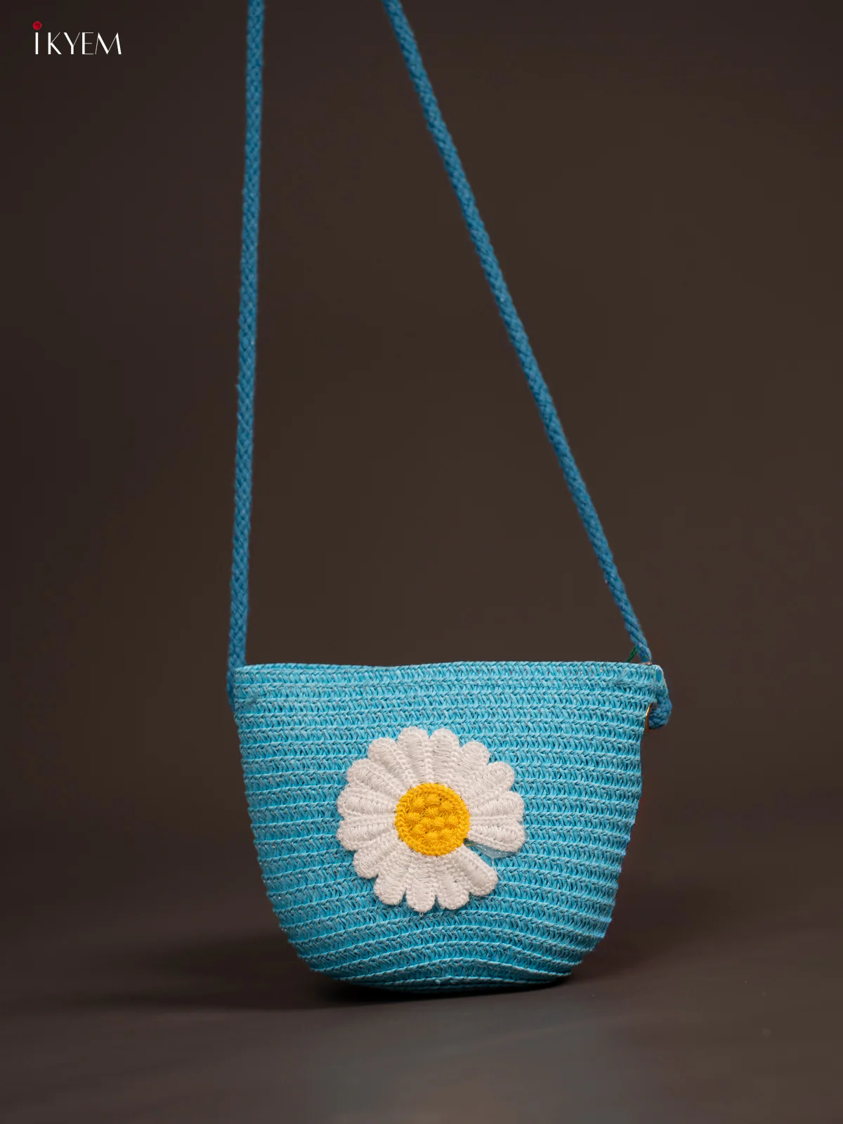Beach Sling Bag Floral Design Blue - Image 3