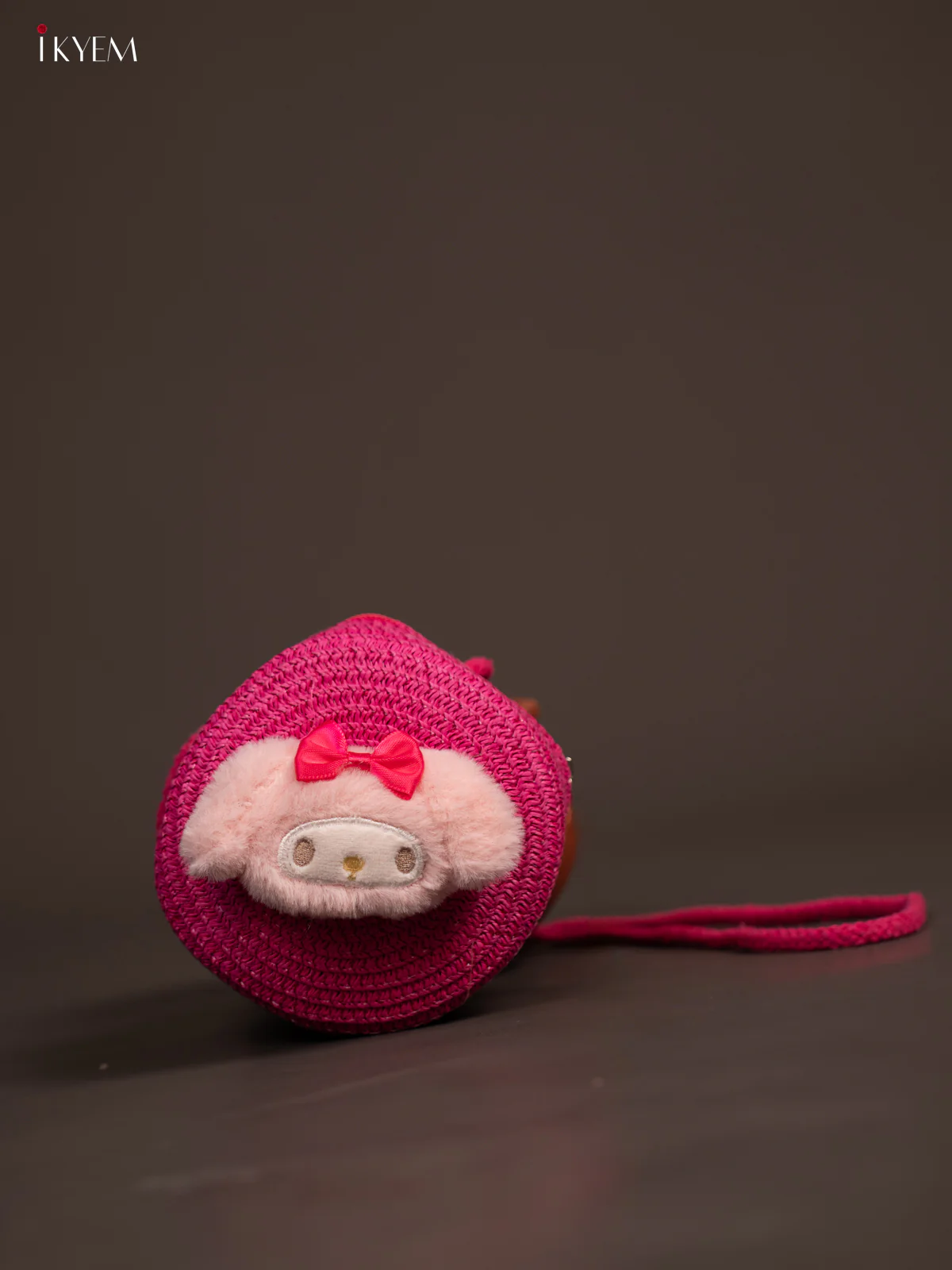 Jute Round Sling Bag for Kids - Pink - KE21364