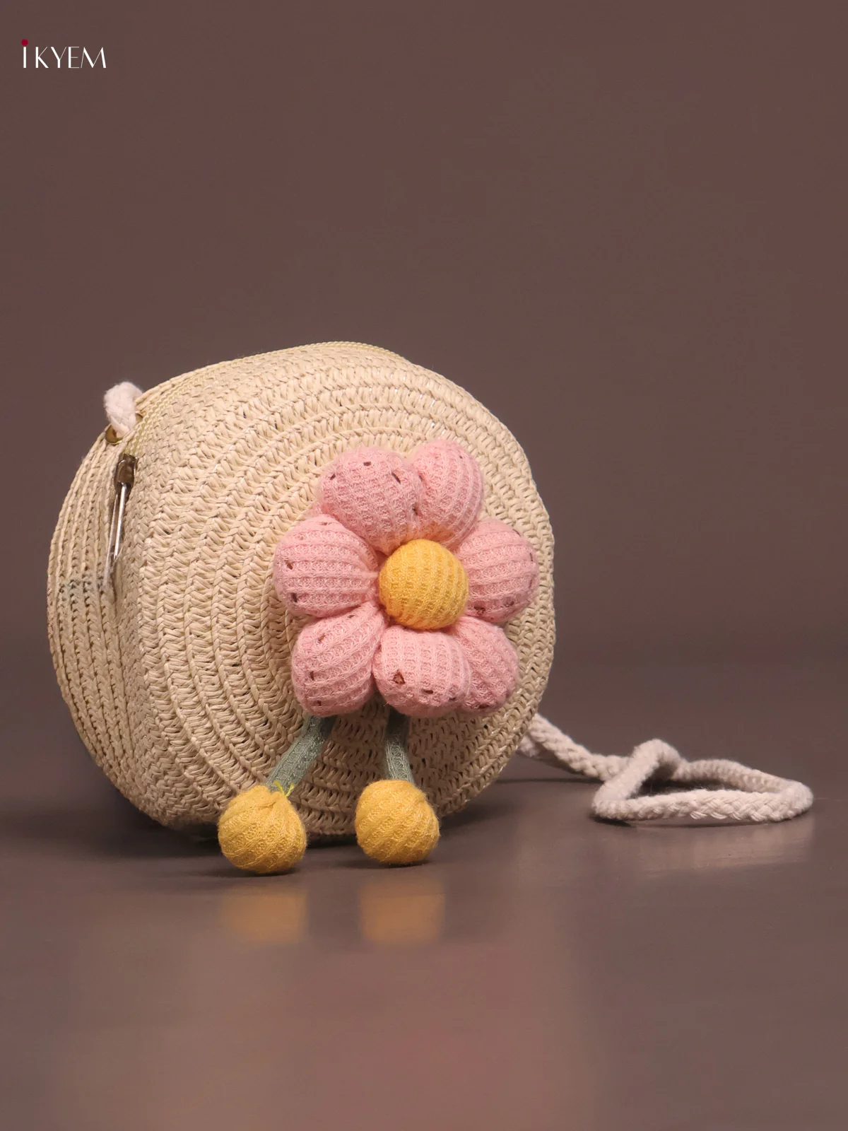 Jute Round Sling Bag for Kids - Cream - KE21373 - Image 2