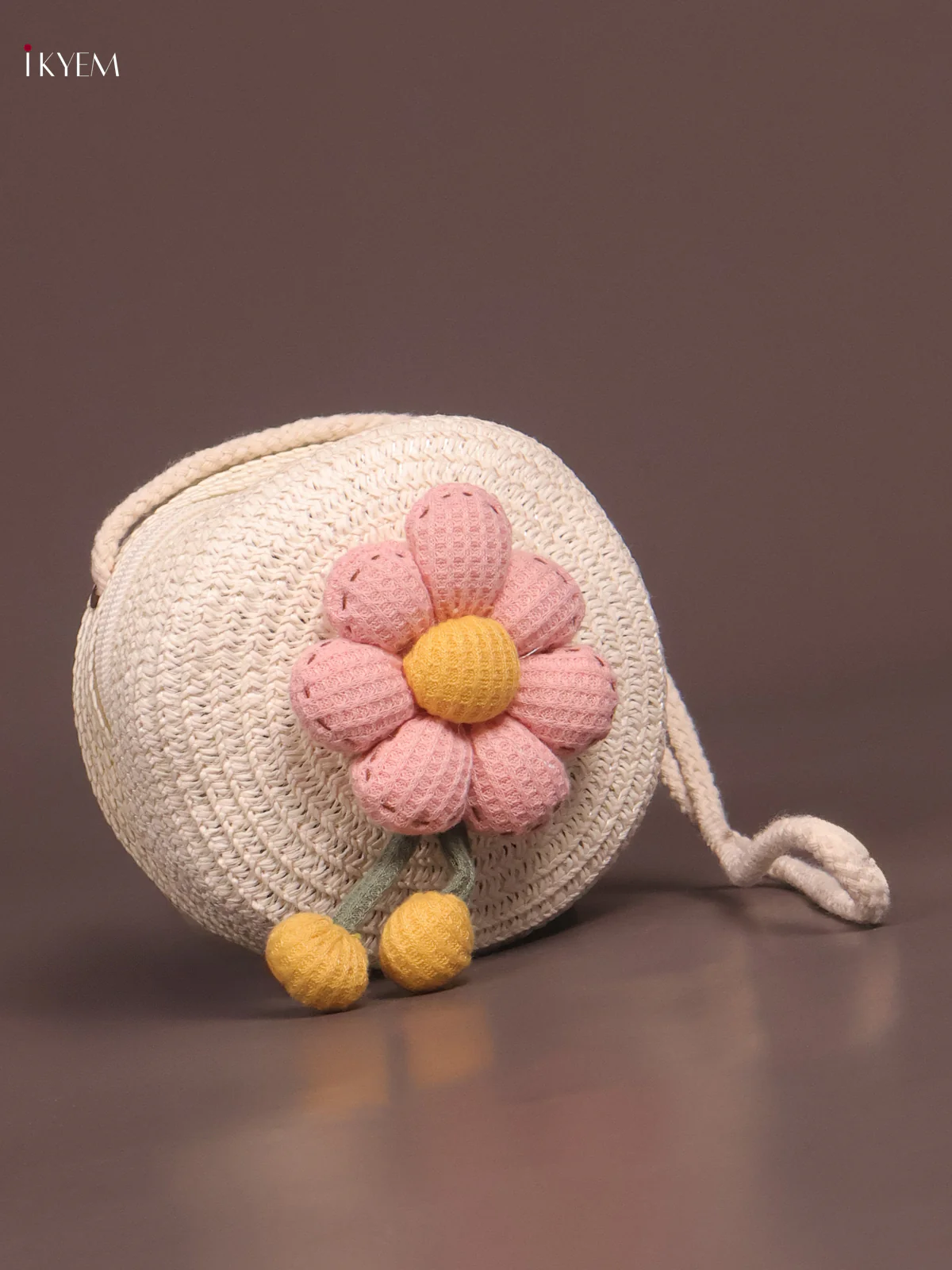 Jute Round Sling Bag for Kids - White - KE21380 - Image 2