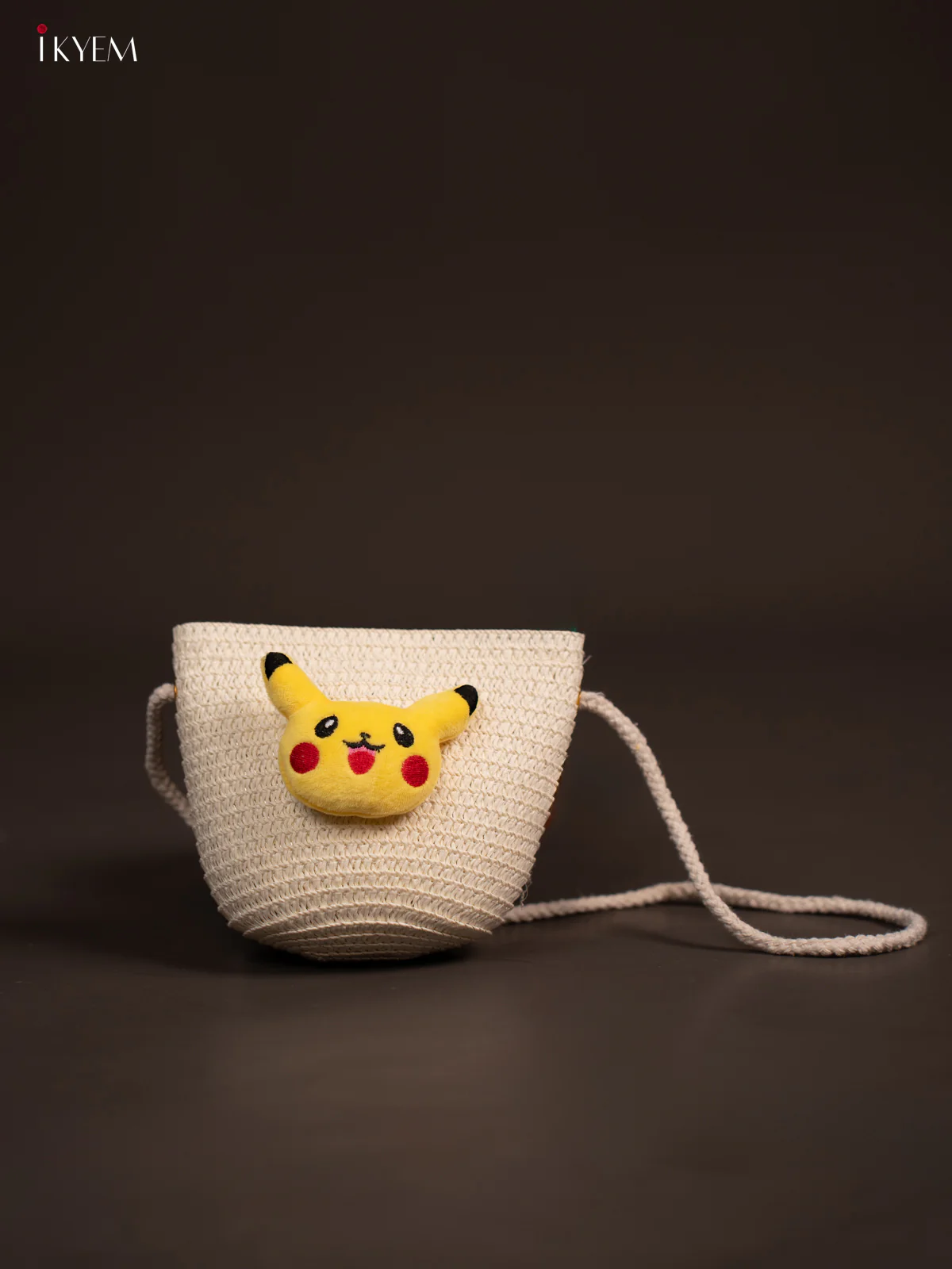 Jute Woven Sling Bag for Kids - White - KE21383