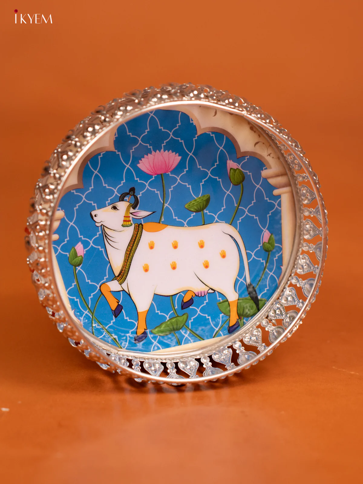 Digital Printed German Silver Tray - Cow -Sky blue - KE23114 - Image 3