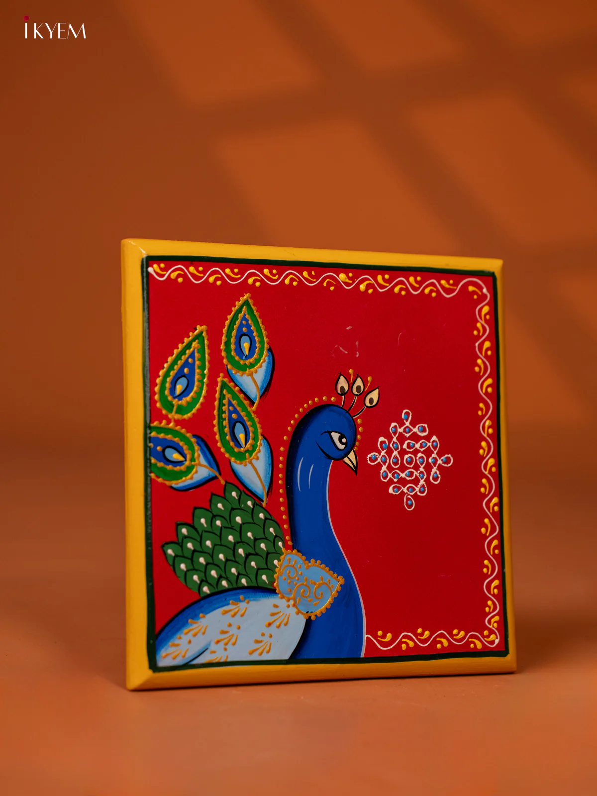 Wooden Handpainted Chawki 8*8 - Peacock - KE27128 - Image 2