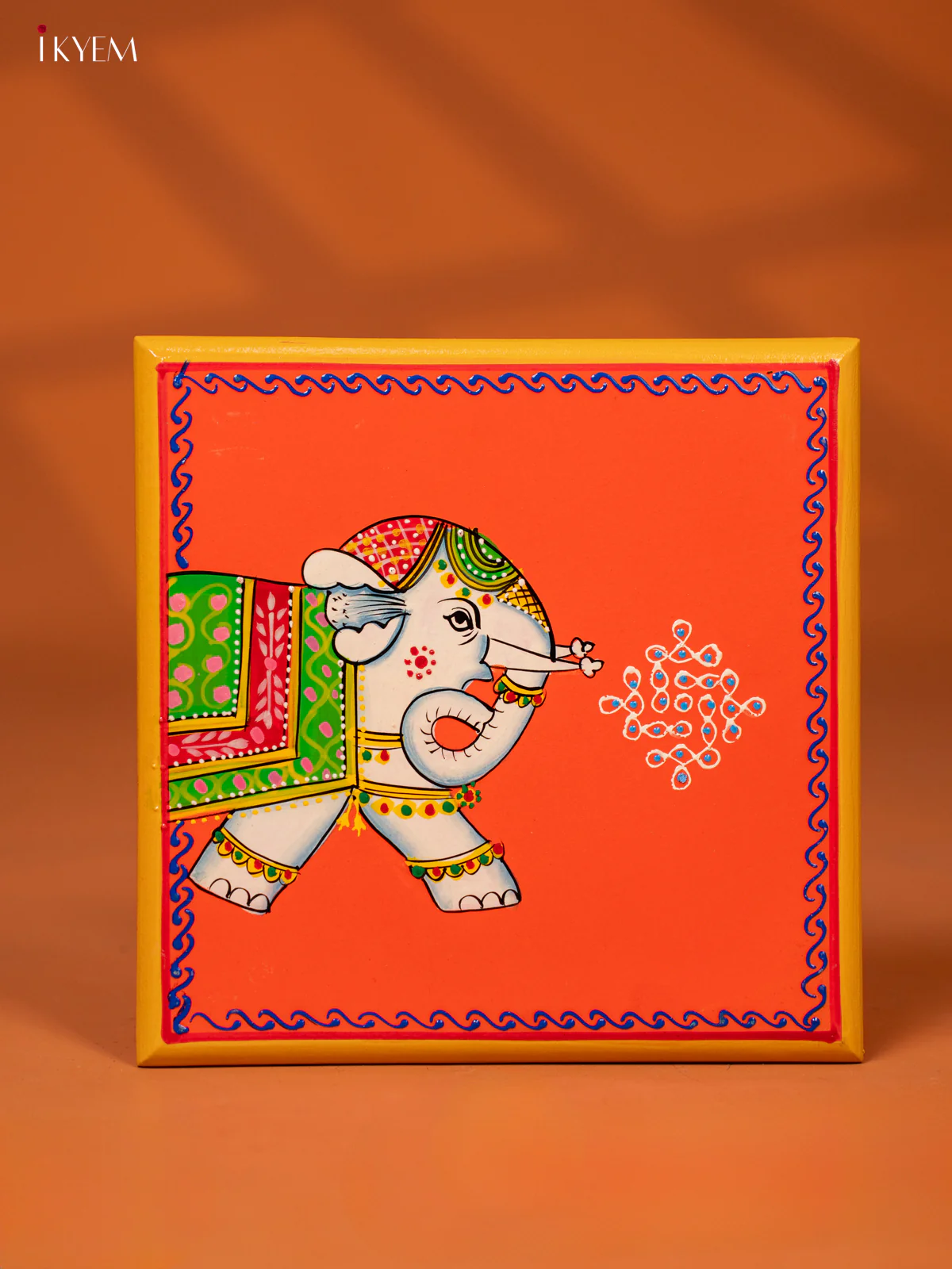Wooden Handpainted Chawki 8*8 - elephant - KE27130 - Image 2