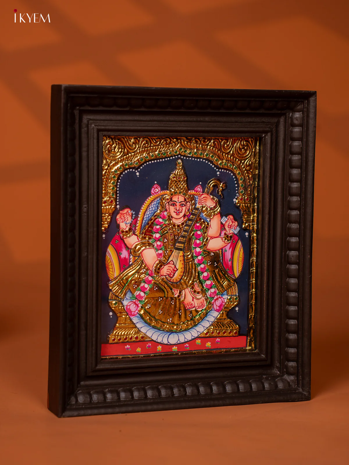 Saraswathi - Tanjore Painting (13x11) - KE27167 - Image 2