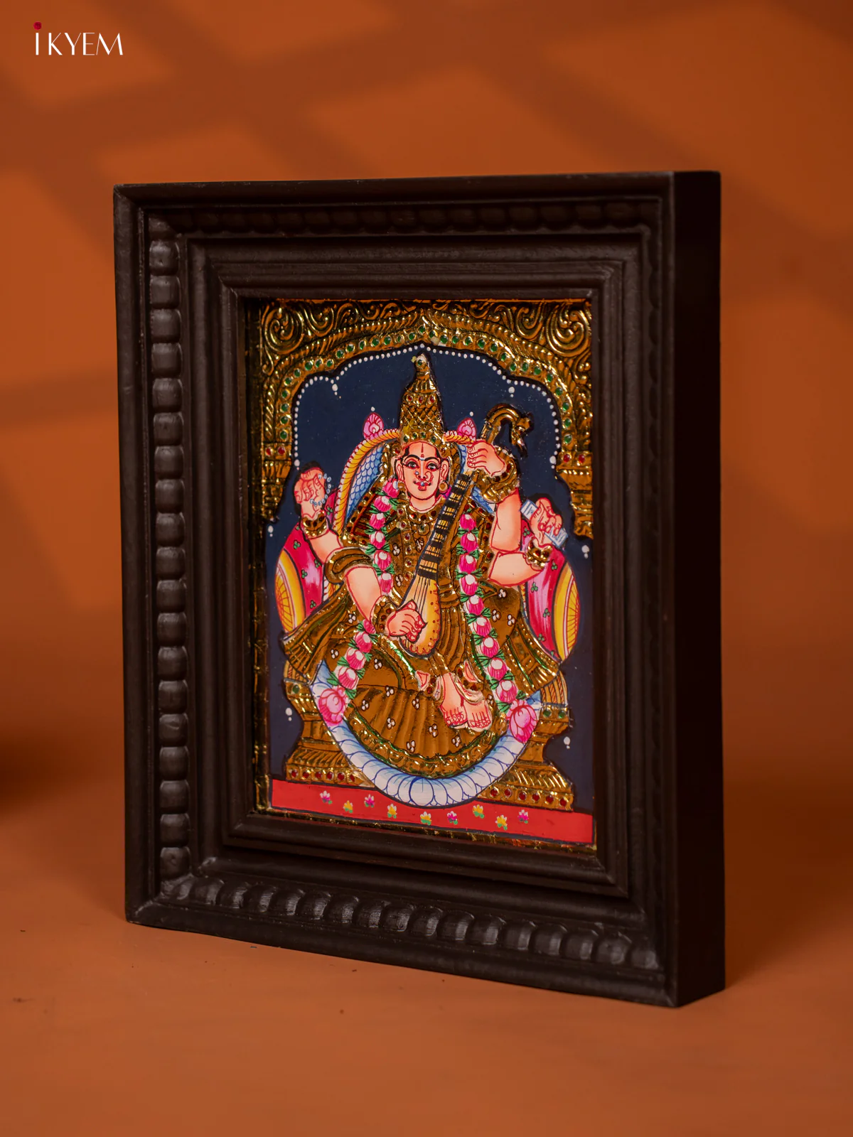 Saraswathi - Tanjore Painting (13x11) - KE27167 - Image 3
