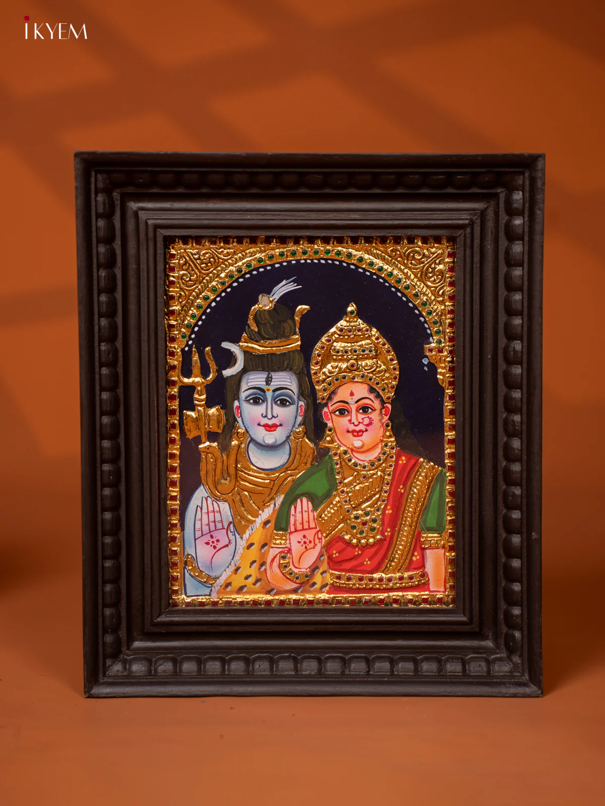 Shiva Parvathi - Tanjore Painting (13x11) - KE27176