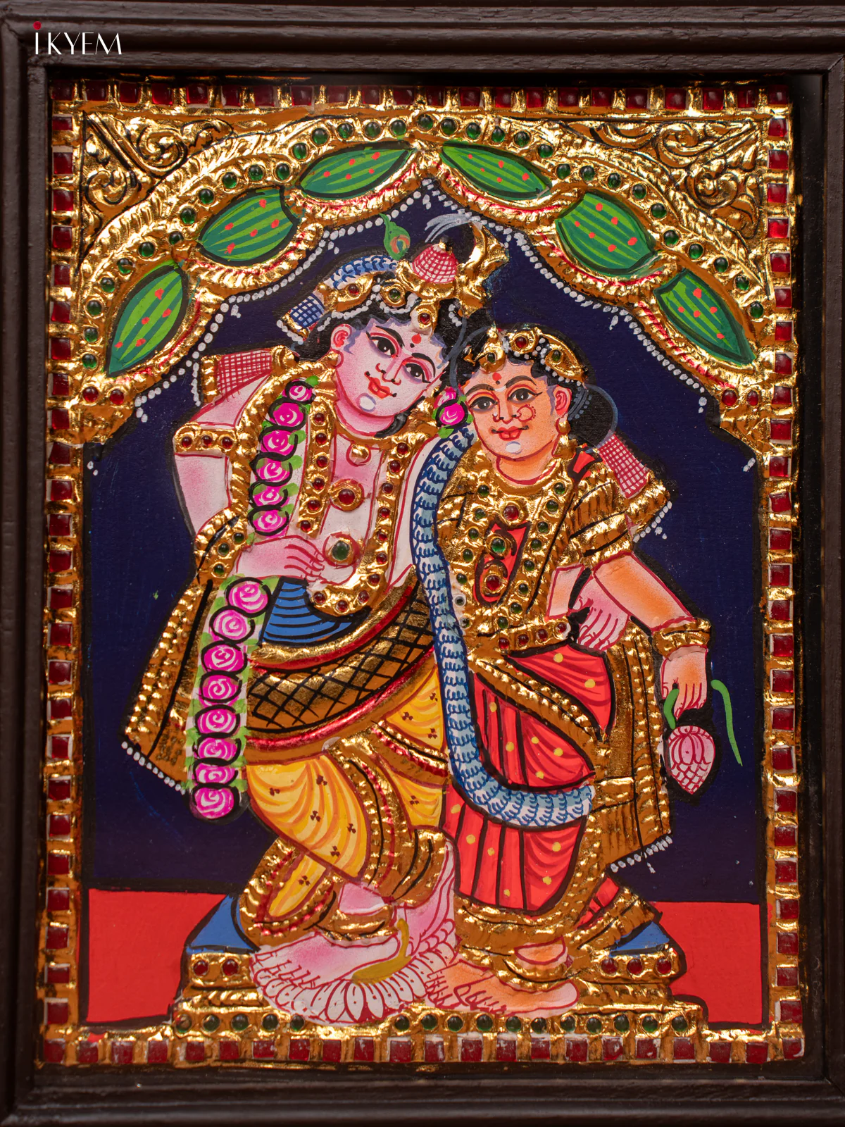 Radha Krishna - Tanjore Painting (13x11) - KE27179 - Image 2