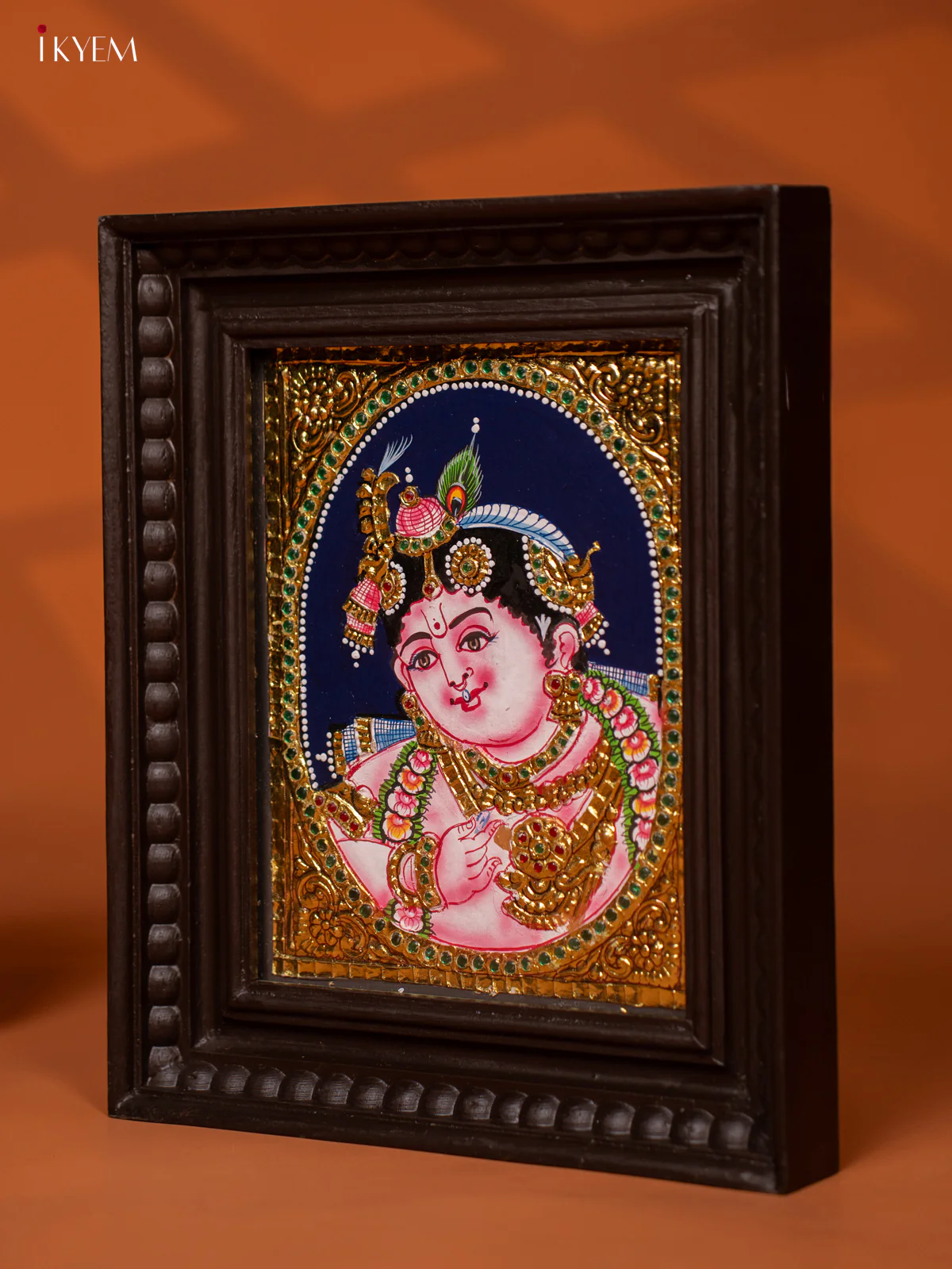 Sri Krishna - Tanjore Painting (13x11) - KE27182 - Image 3