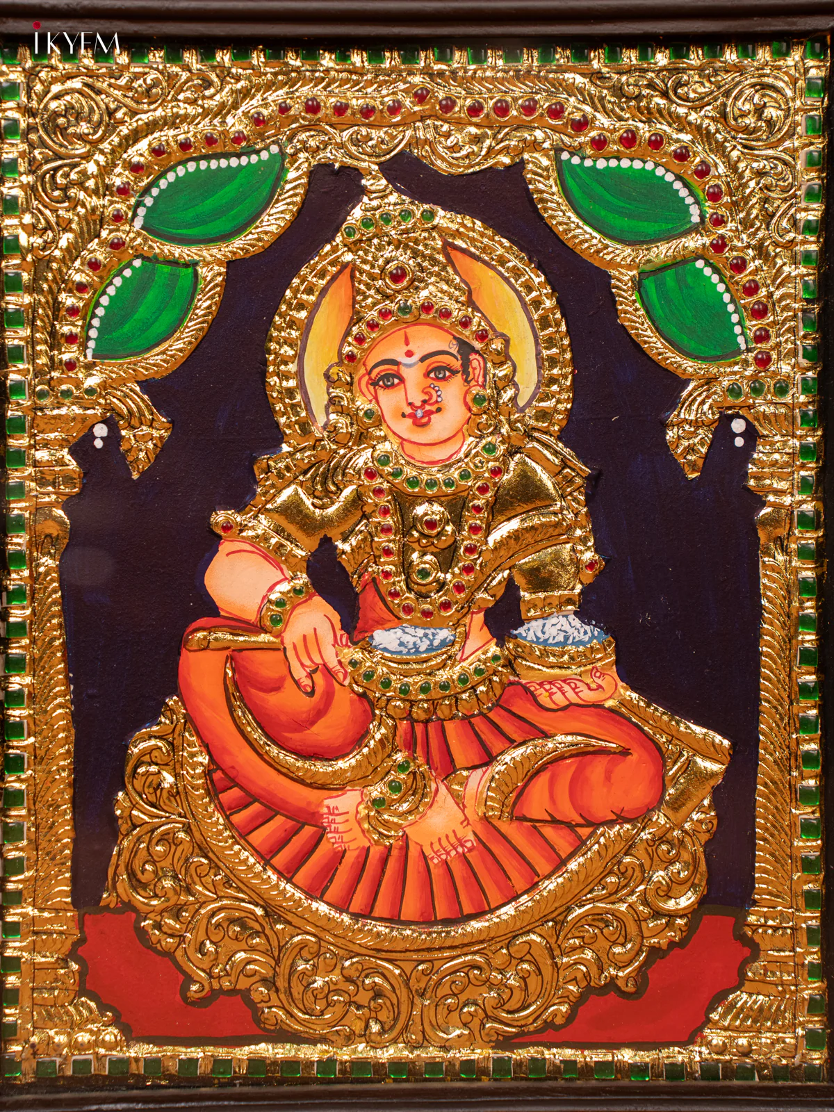 Annapurani - Tanjore Painting (15x13) - orange - KE27204 - Image 2
