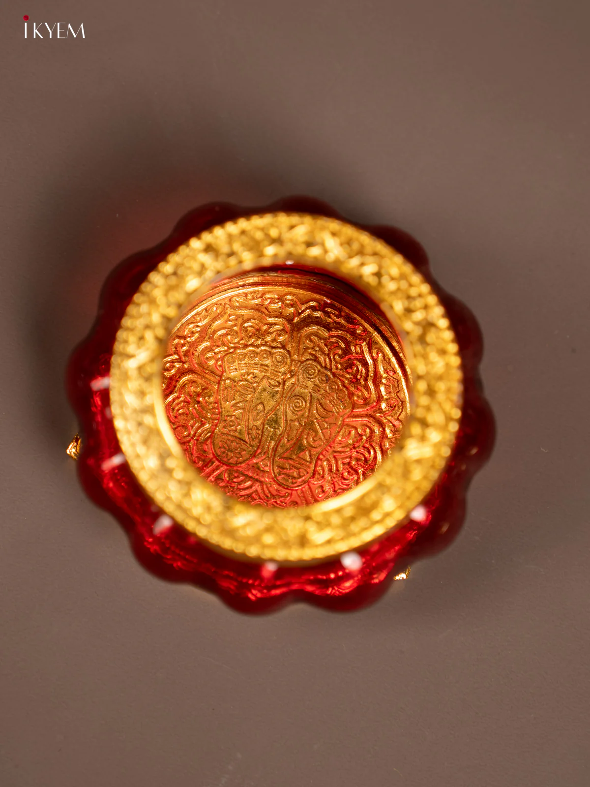 Kubera Lakshmi Pot with Peacock - Red - KE29125 - Image 3