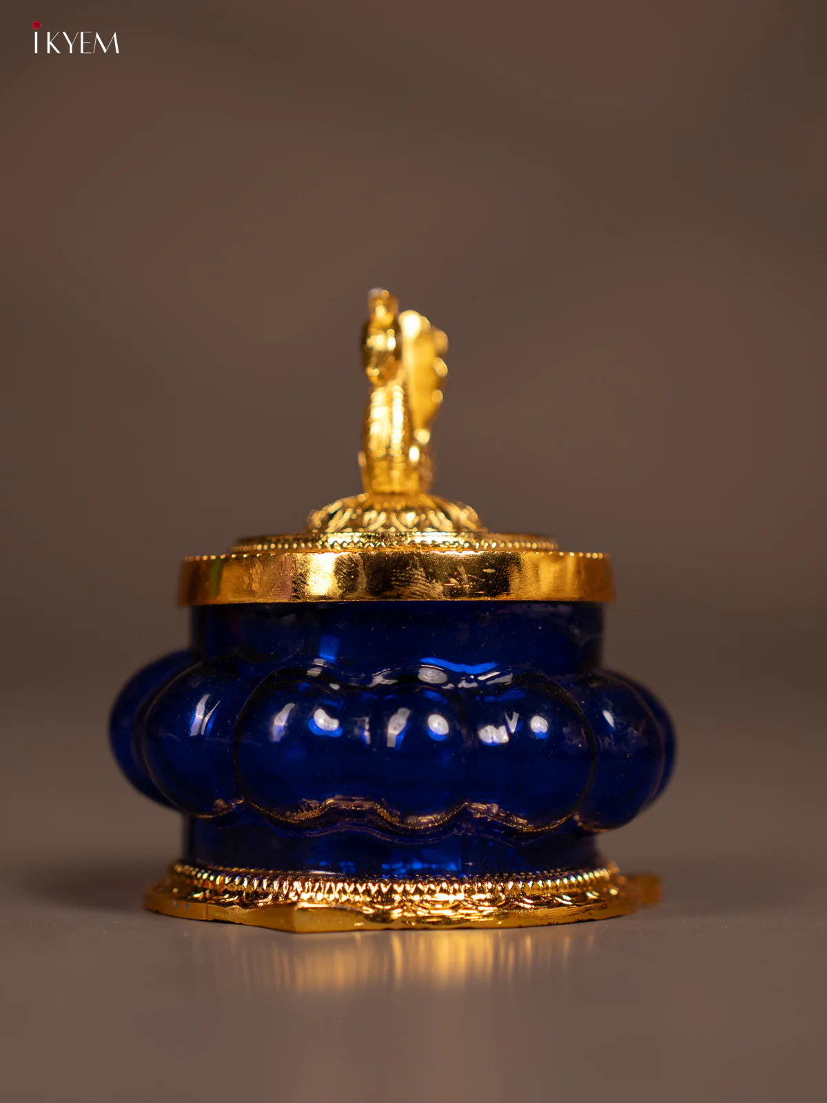 Kubera Lakshmi Pot with Peacock - Navy Blue - KE29126