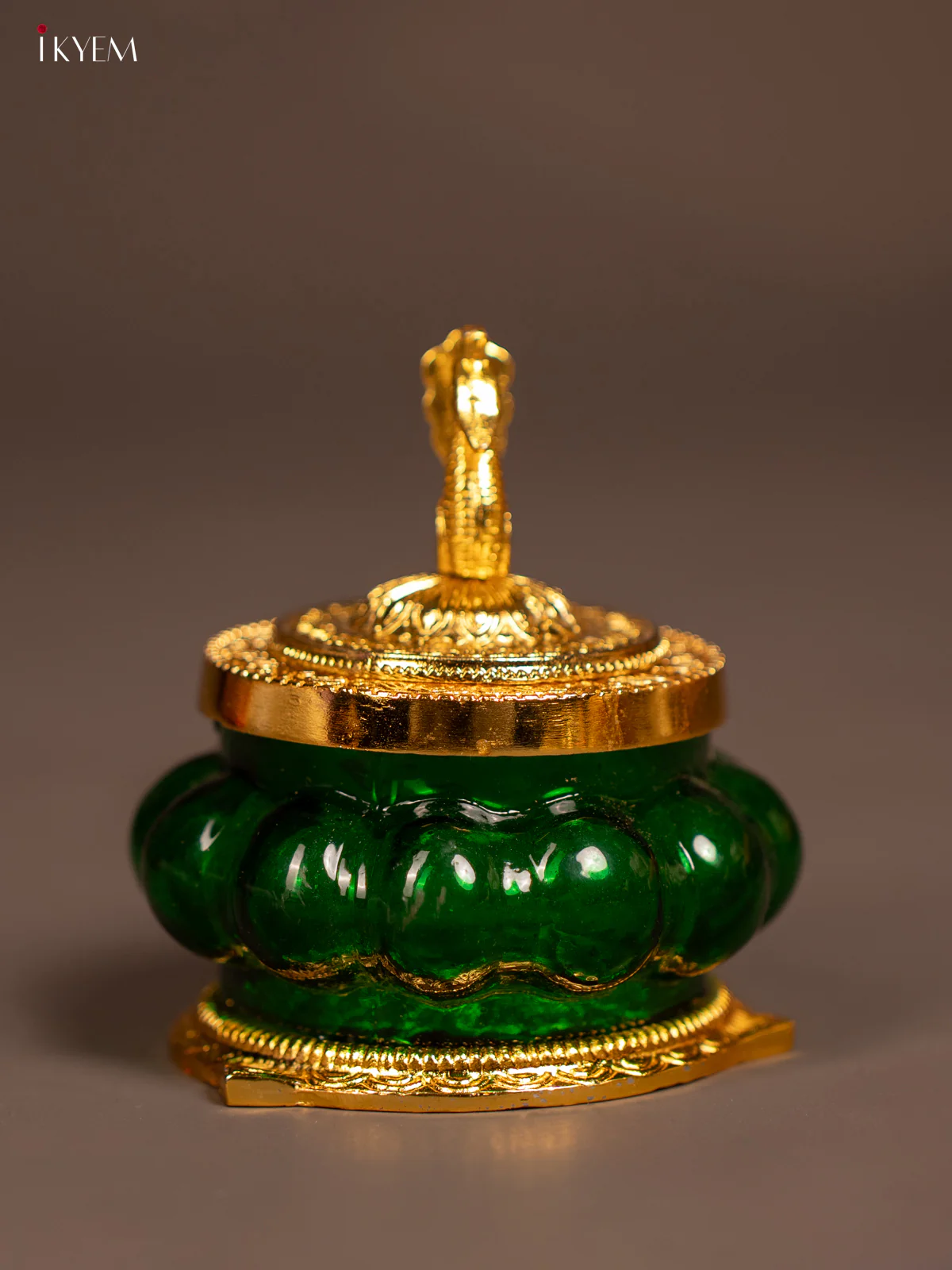 Kubera Lakshmi Pot with Peacock - Green - KE29127