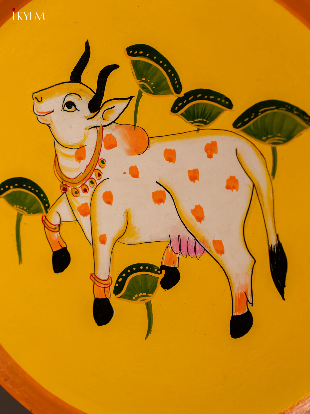 Wooden Hand painted Wall Hanging Plate - Cow - KE31136 - Image 4
