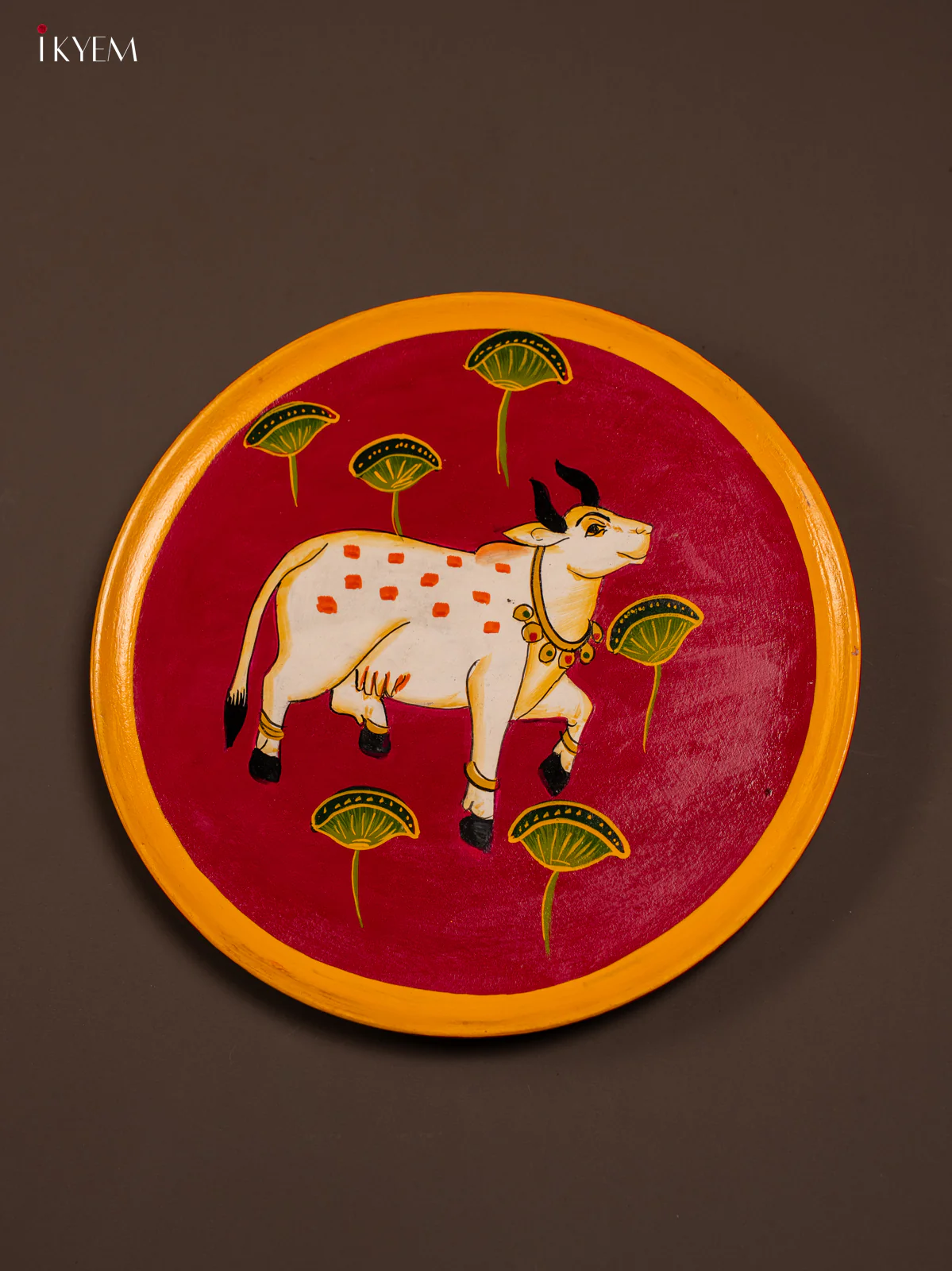 Wooden Hand painted Wall Hanging Plate - Cow - KE31139 - Image 3