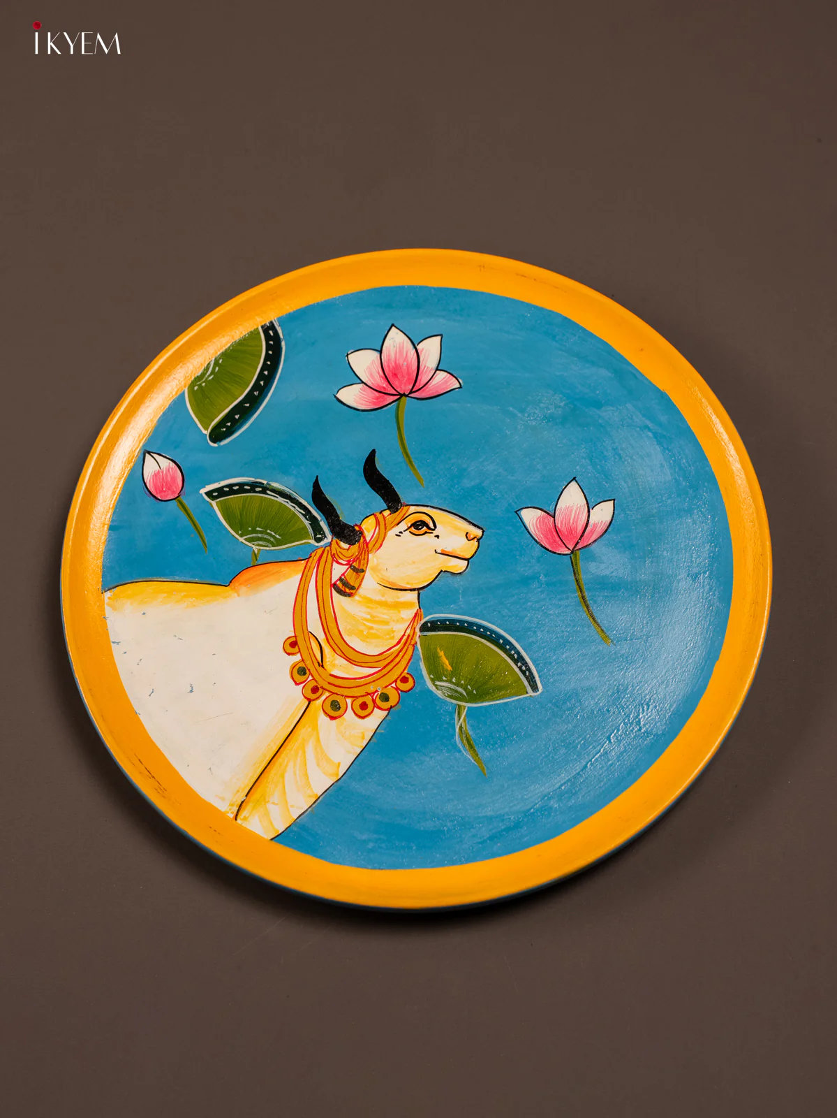 Wooden Hand painted Wall Hanging Plate - Cow - KE31141 - Image 3