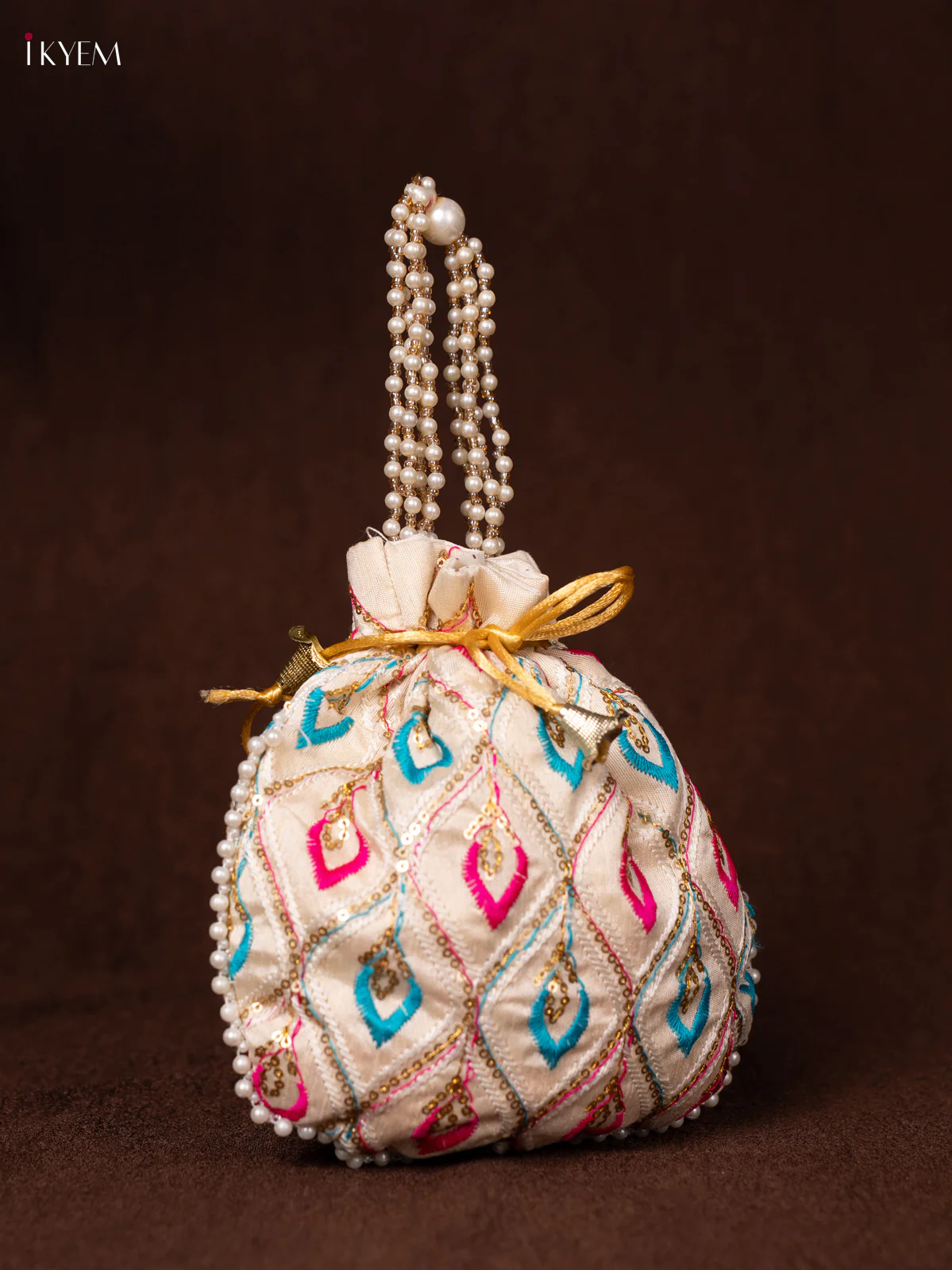 Multicolour Designer Embroidered Potli Bag - White - KEA0812 - Image 2