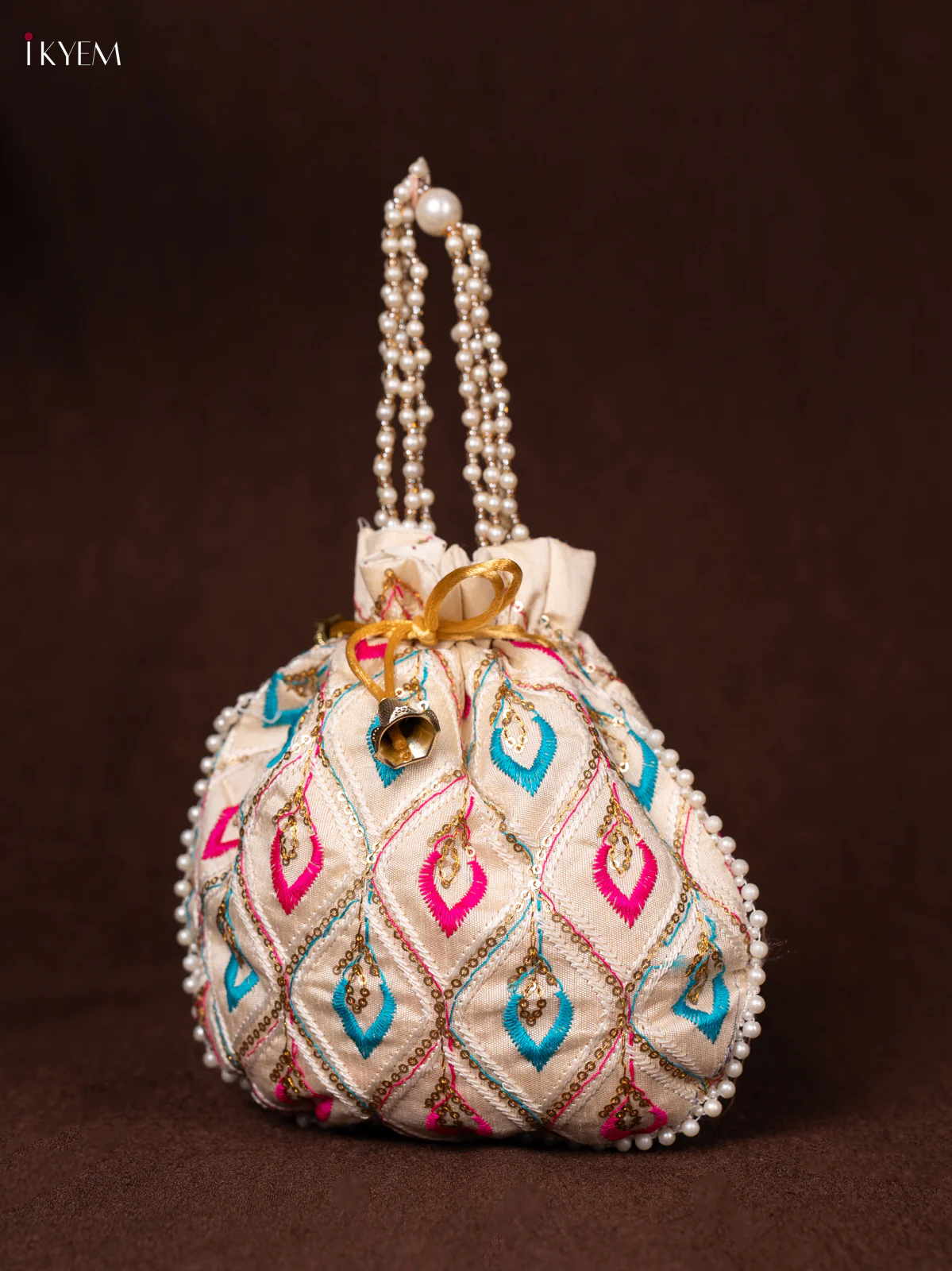 Multicolour Designer Embroidered Potli Bag - White - KEA0812 - Image 3