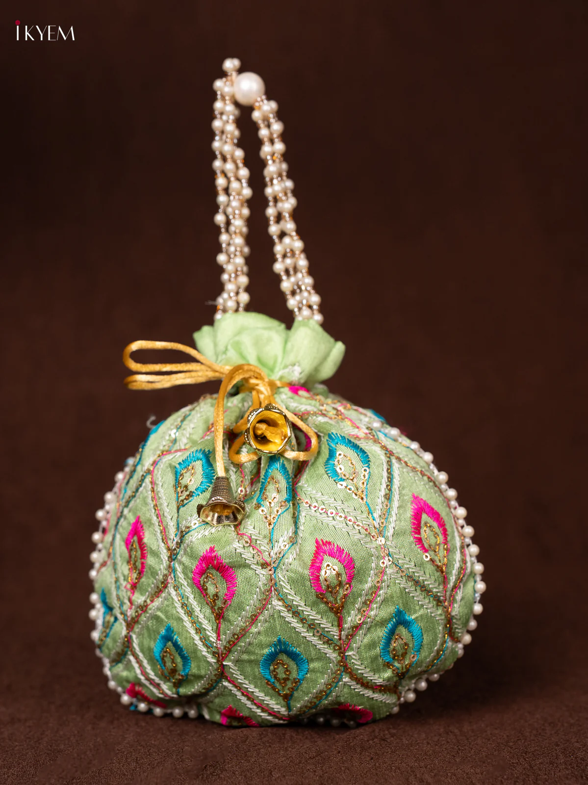 Multicolour Designer Embroidered Potli Bag - Green - KEA0814 - Image 3