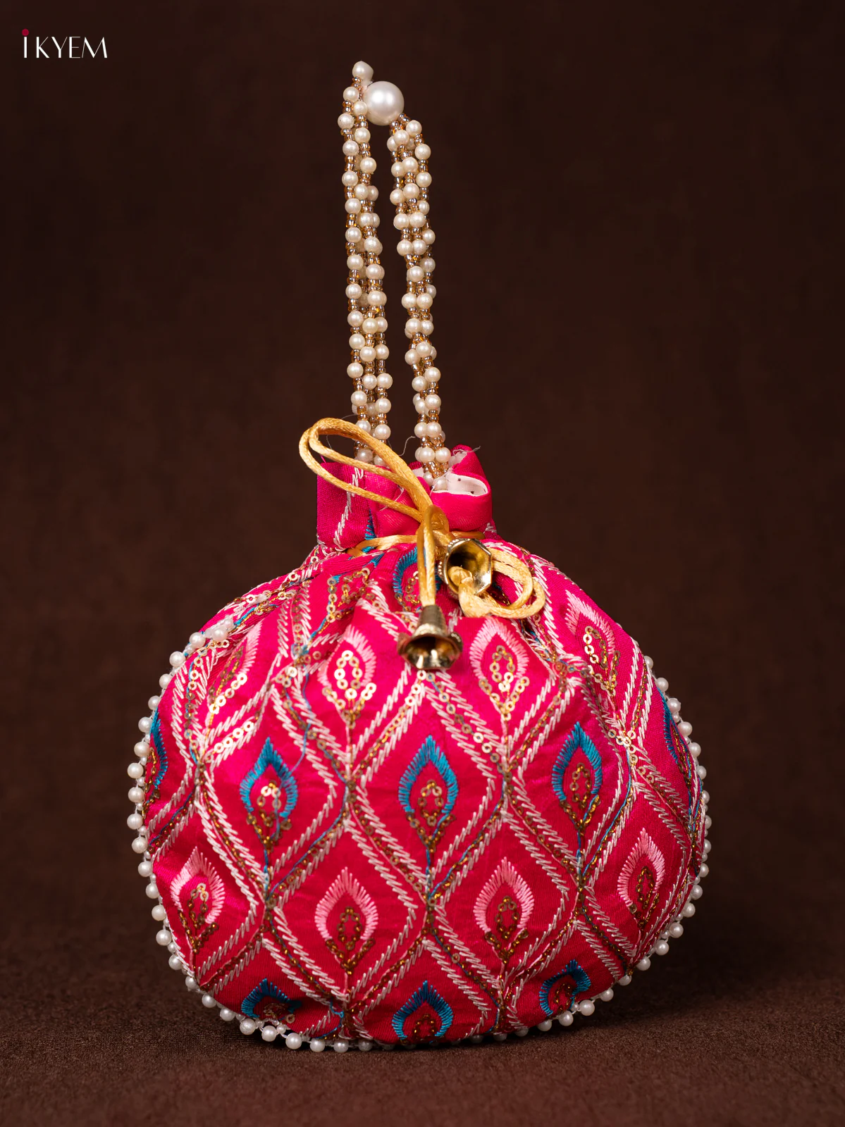 Multicolour Designer Embroidered Potli Bag - Pink - KEA0819 - Image 2