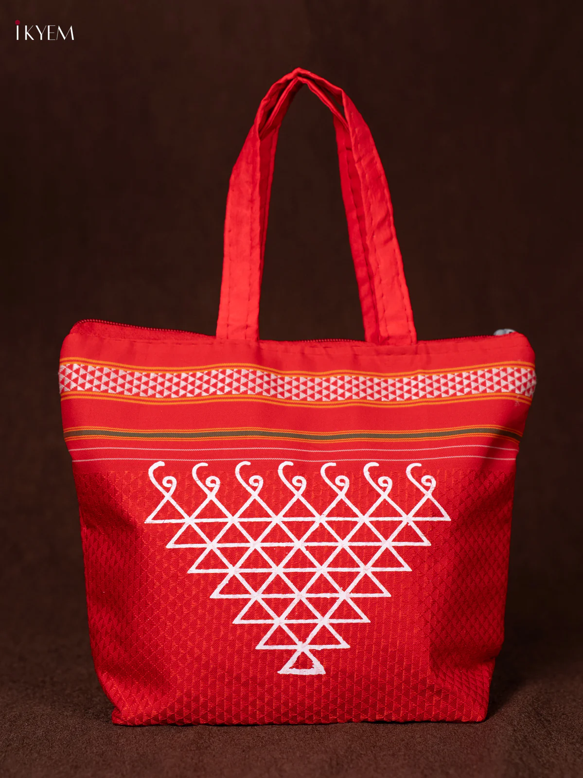 Kolam Print Handbags - Red - KEA0831
