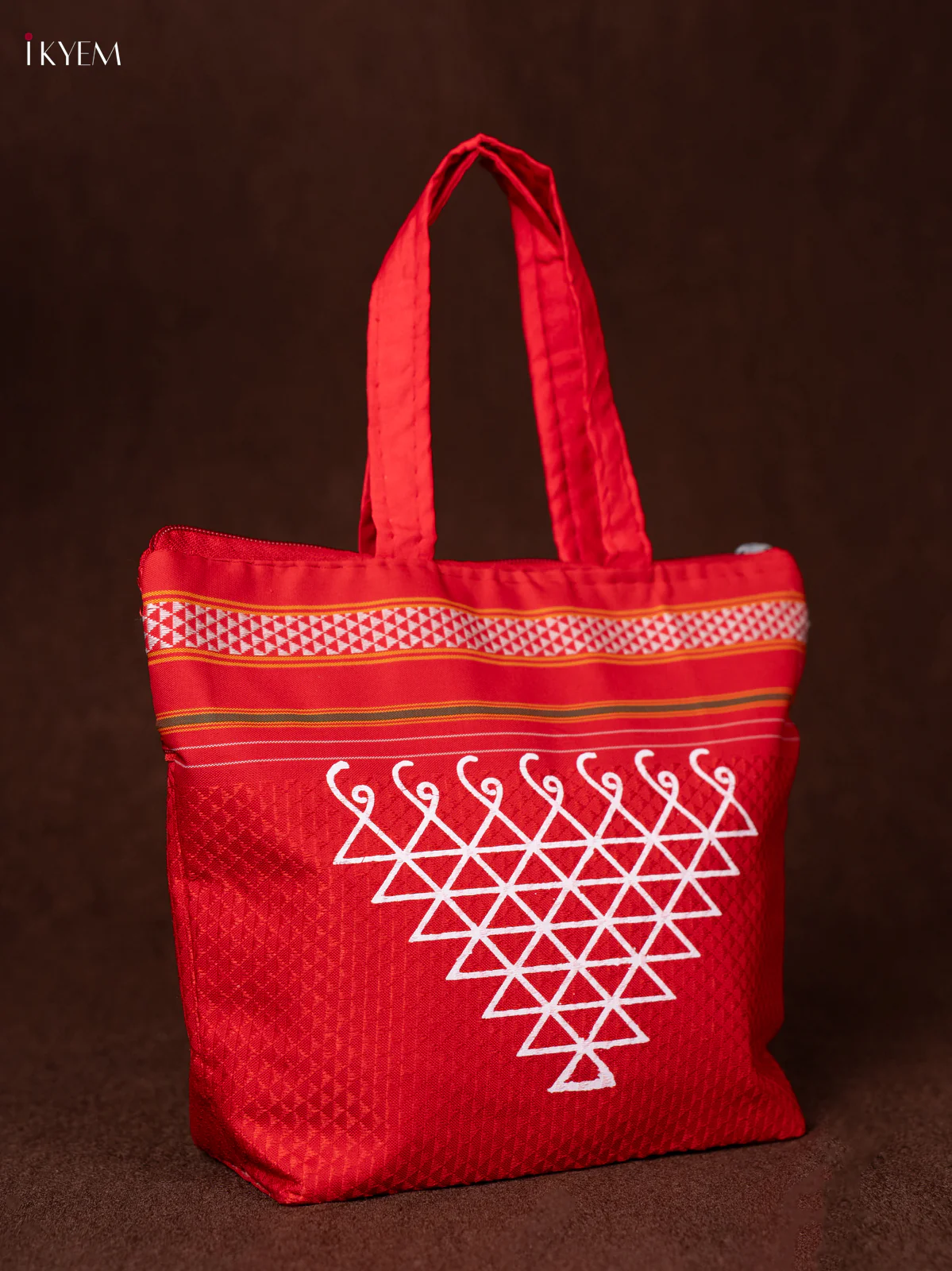 Kolam Print Handbags - Red - KEA0831 - Image 2