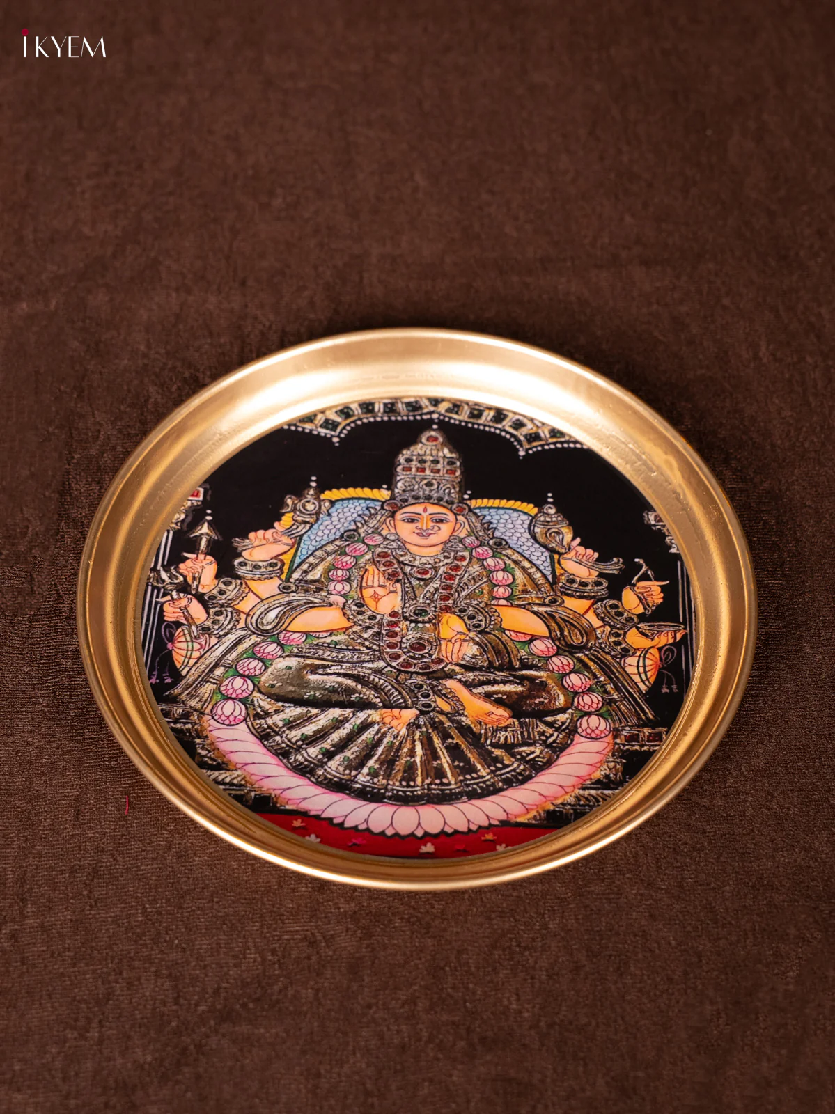Goddesss - Lakshmi Printed Brass Coated plate - 6 inch - KEA1014