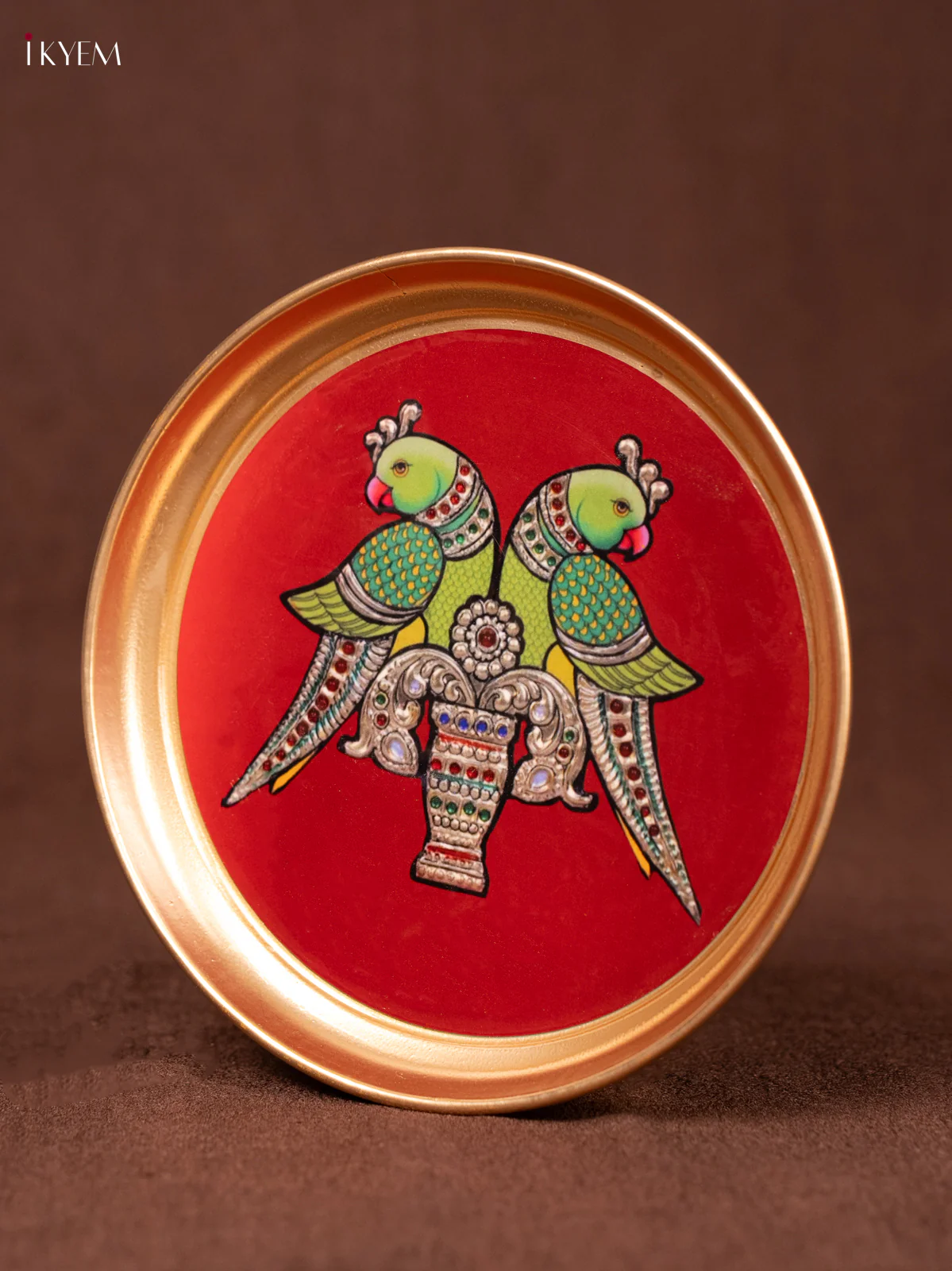 Twin Parrot - Maron -Printed Brass Coated Plate - 6 inch - KEA1016 - Image 3