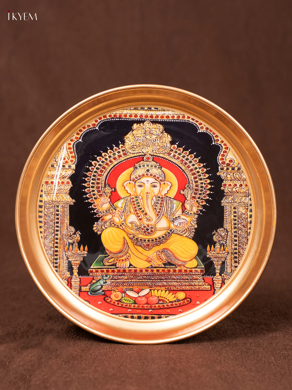 Ganesha Murti - Printed Brass Coated Plate - 6 inch - KEA1018 - Image 2