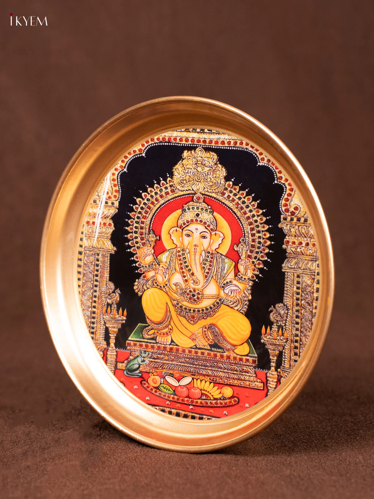 Ganesha Murti - Printed Brass Coated Plate - 6 inch - KEA1018 - Image 3