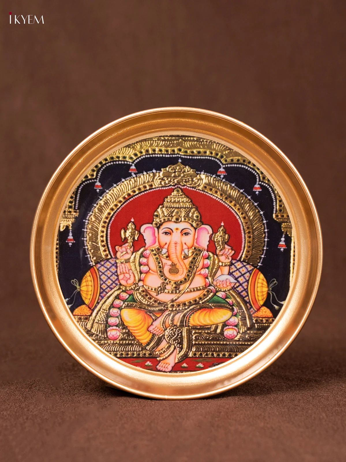 Ganesha Maroon - Printed Brass Coated Plate - 6 inch - KEA1020 - Image 2