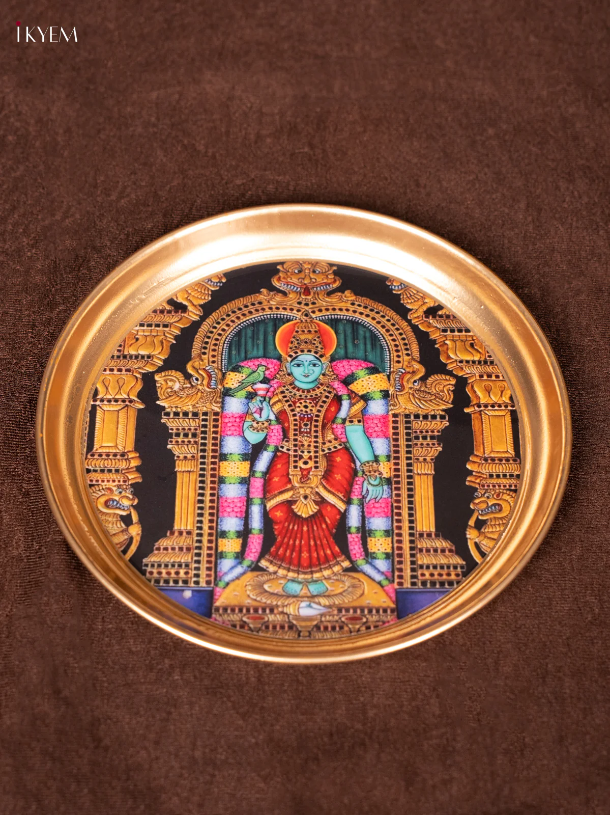 Meenakshi - Printed Brass Coated Plate - 6 inch - KEA1021