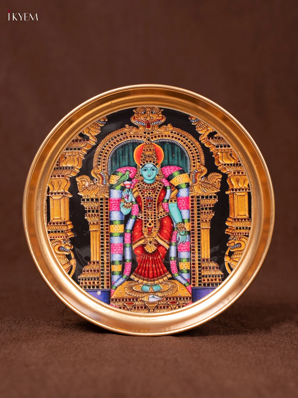 Meenakshi - Printed Brass Coated Plate - 6 inch - KEA1021 - Image 2