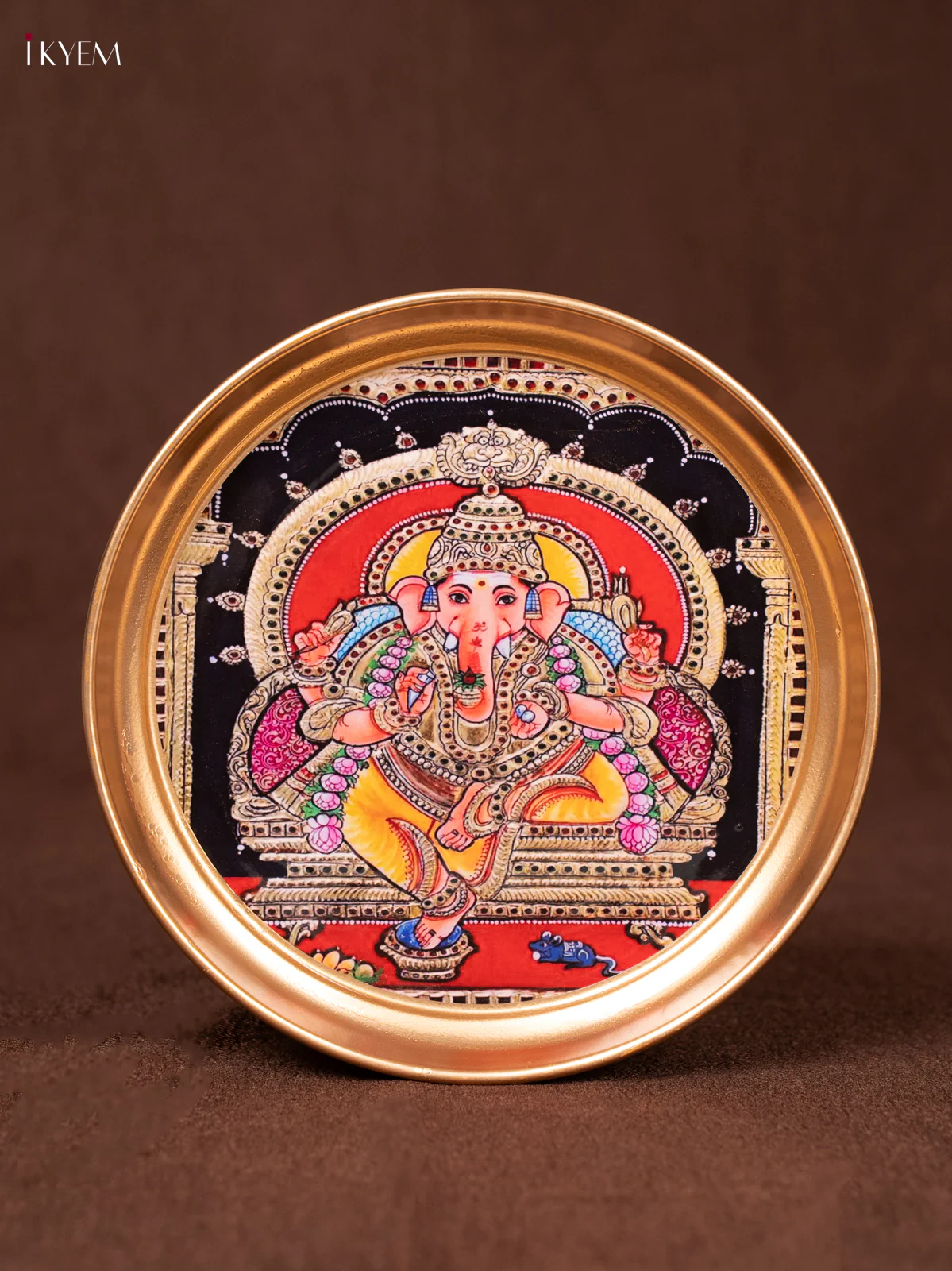 Ganesha Yellow - Printed Brass Coated Plate - 6 inch - KEA1022 - Image 2