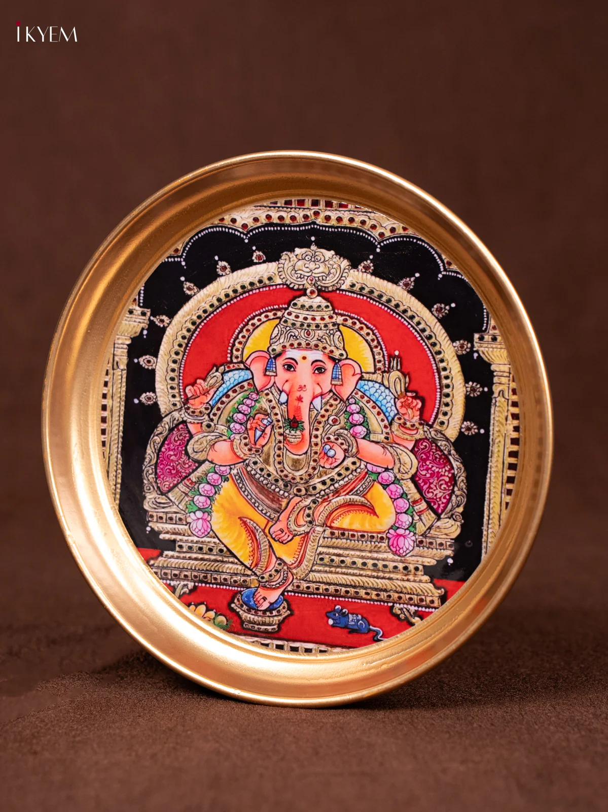 Ganesha Yellow - Printed Brass Coated Plate - 6 inch - KEA1022 - Image 3