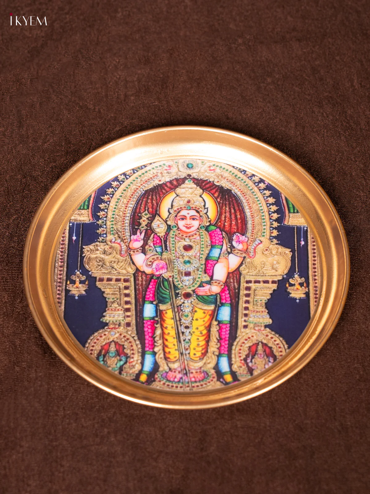 Murugan - Printed Brass Coated Plate - 6 inch - KEA1023