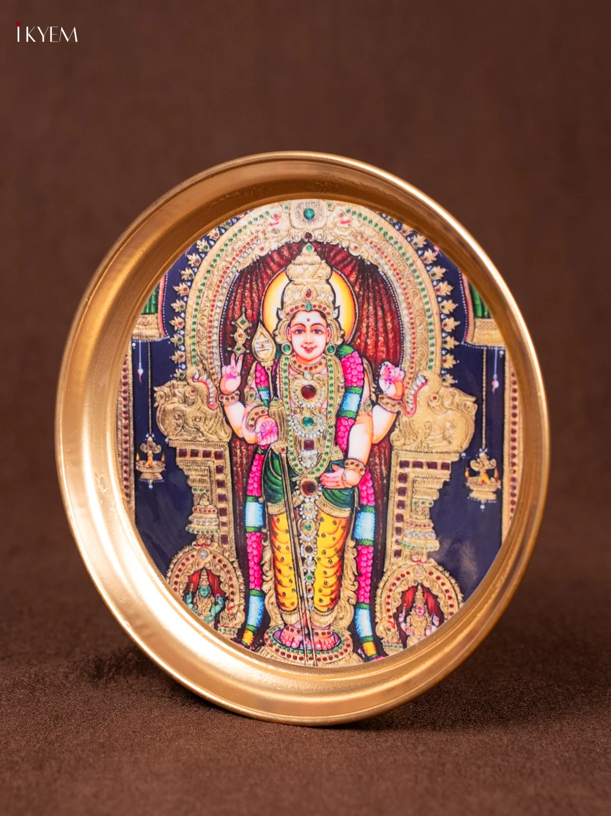 Murugan - Printed Brass Coated Plate - 6 inch - KEA1023 - Image 3