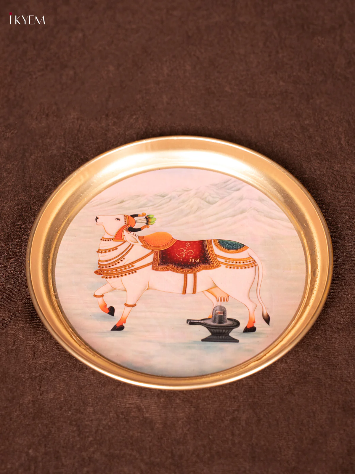 Cow - Printed Brass Coated Plate - 6 inch - KEA1024