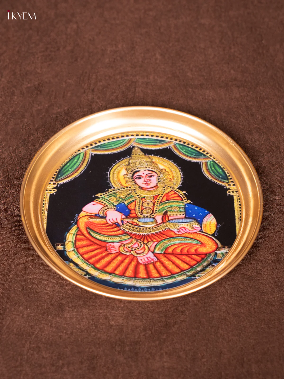 Annapoorani - Orange - Printed Brass Coated Plate - 8 inch - KEA1038