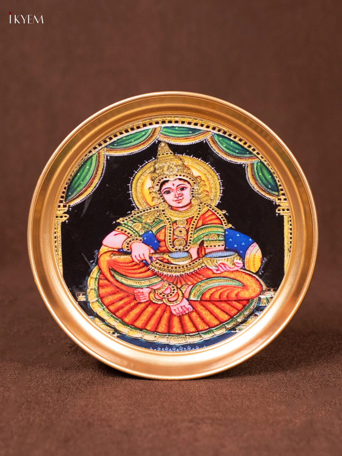 Annapoorani - Orange - Printed Brass Coated Plate - 8 inch - KEA1038 - Image 2