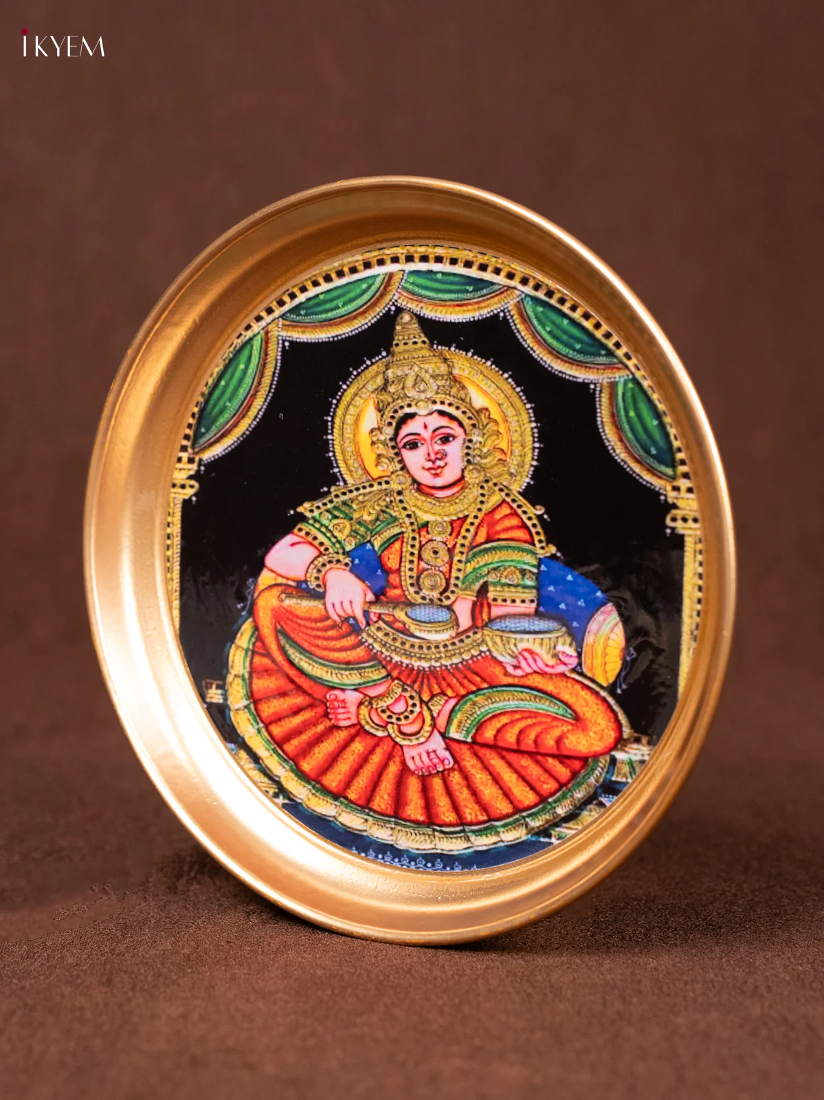 Annapoorani - Orange - Printed Brass Coated Plate - 8 inch - KEA1038 - Image 3