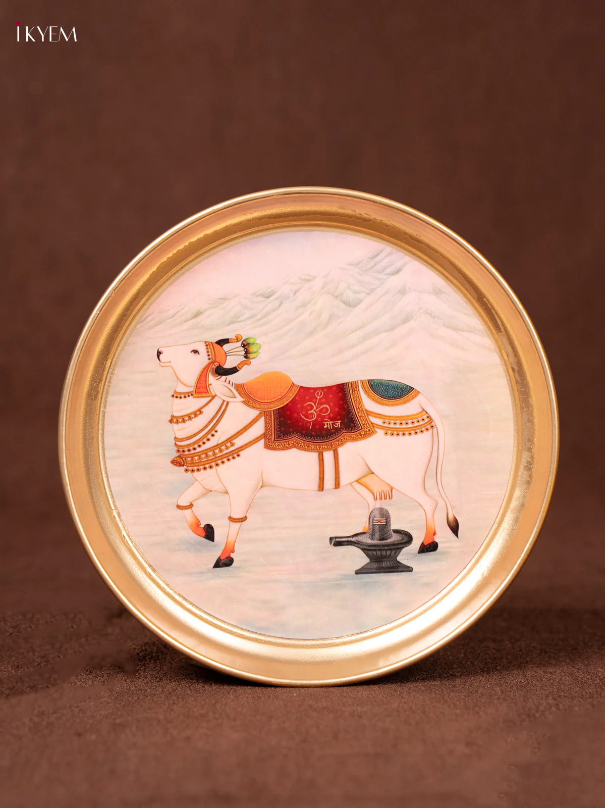 Cow - Printed Brass Coated Plate - 8 inch - KEA1040 - Image 2