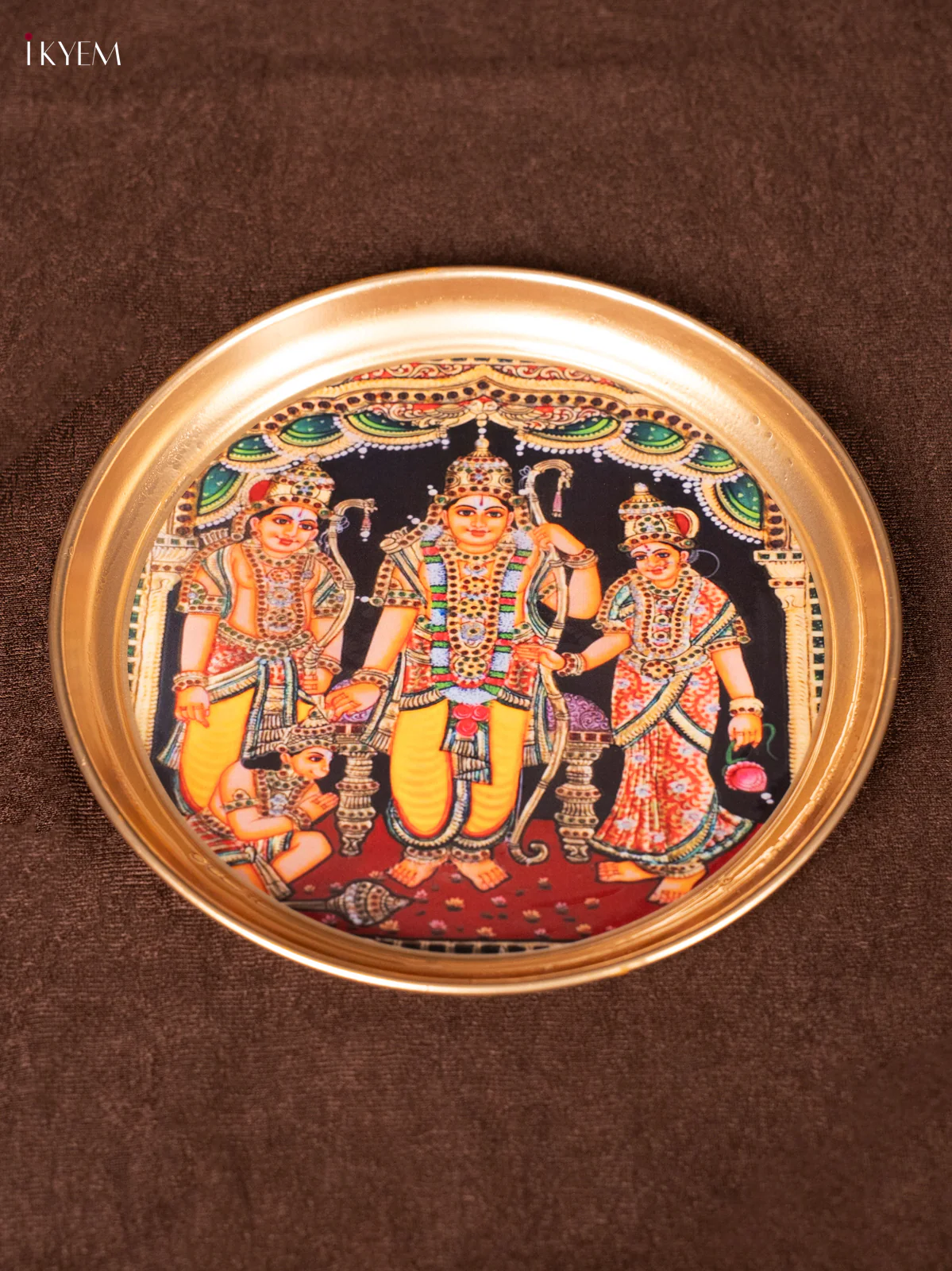 Rama Pattabishegam - Yellow - Printed Brass coated Plate - 8 inch - KEA1048